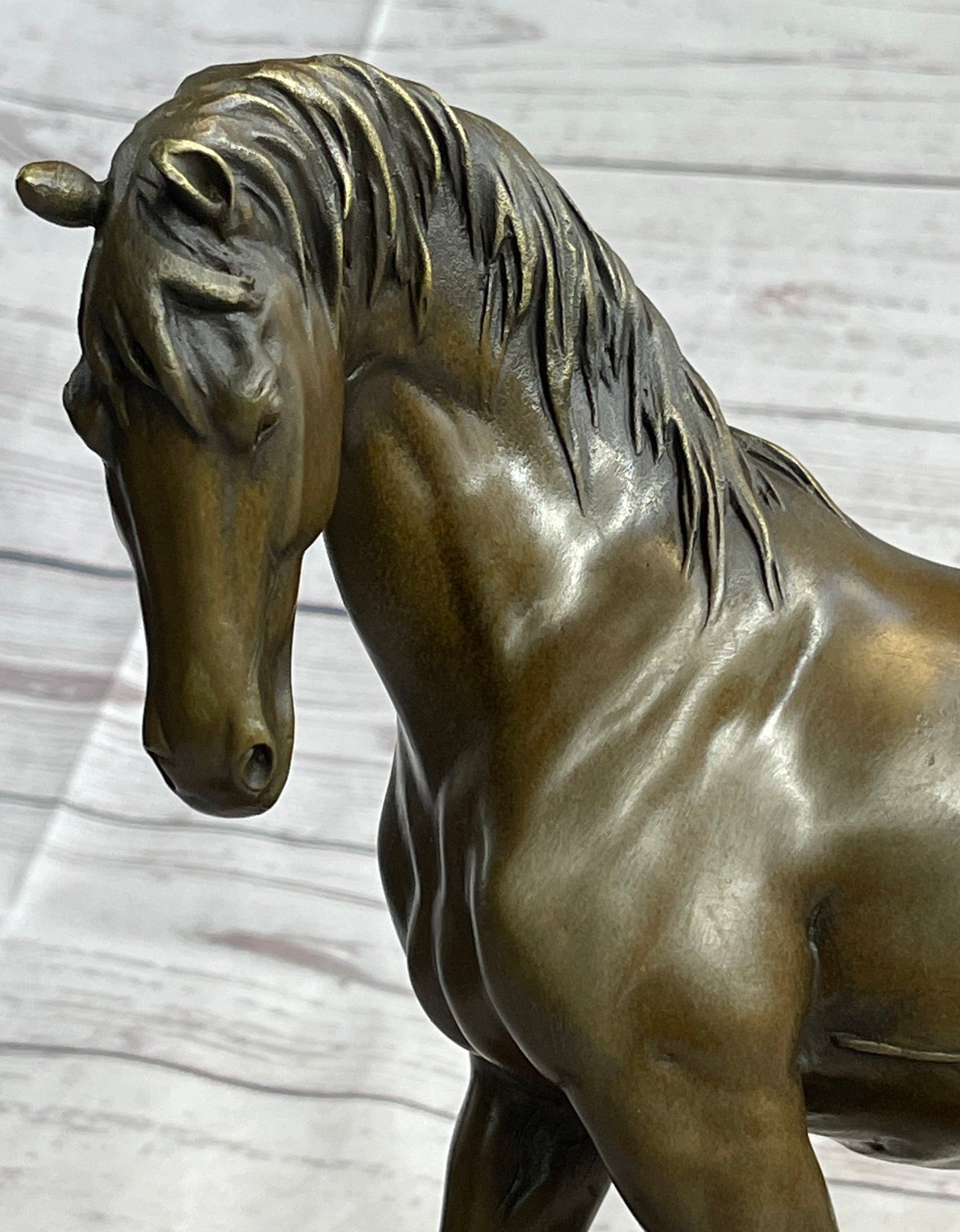 Arabian Horse Mare Bronze Metal Sculpture Statue Figure on Marble Base Signed Original 12" X 12.5"