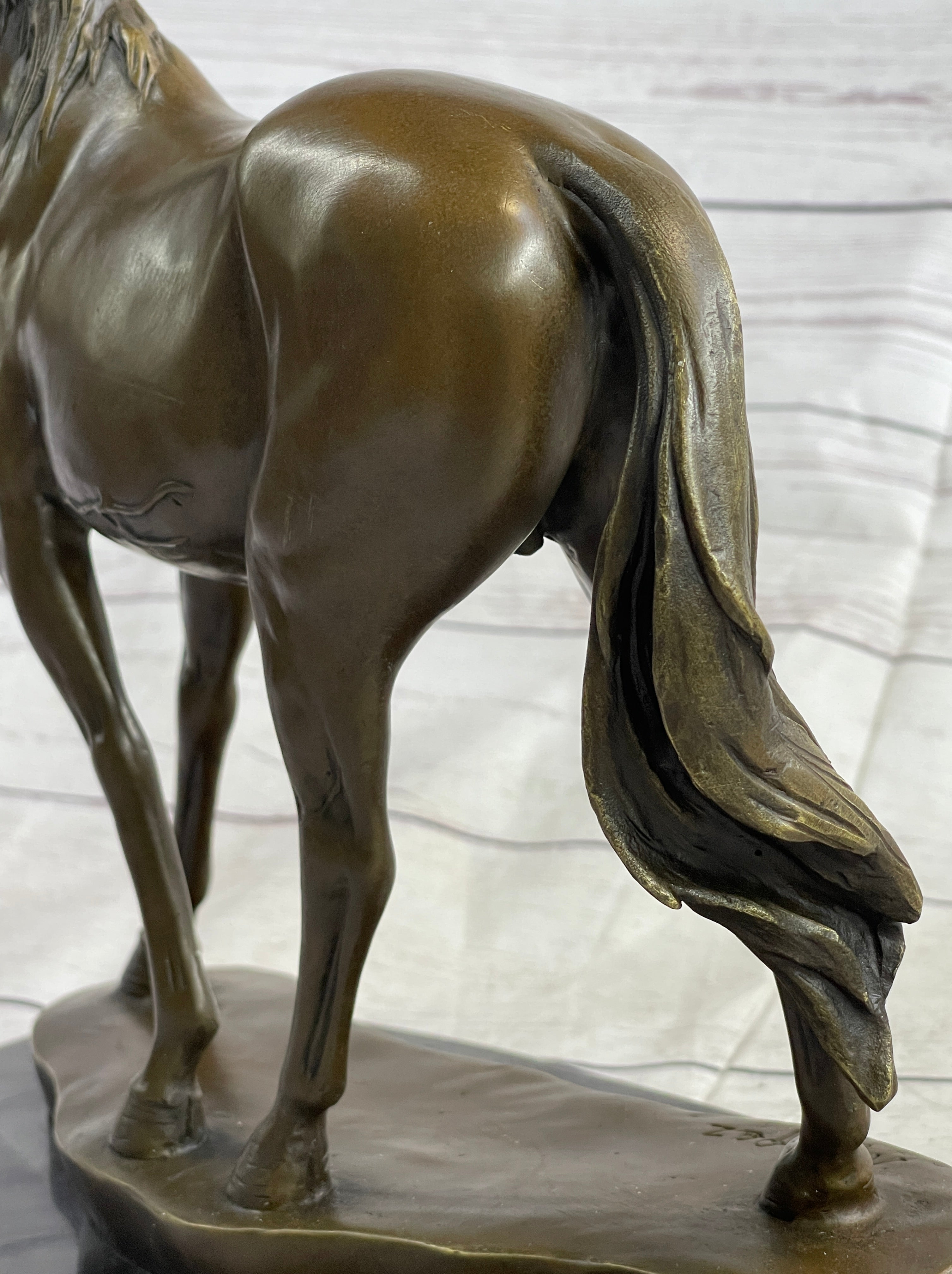 Arabian Horse Mare Bronze Metal Sculpture Statue Figure on Marble Base Signed Original 12" X 12.5"