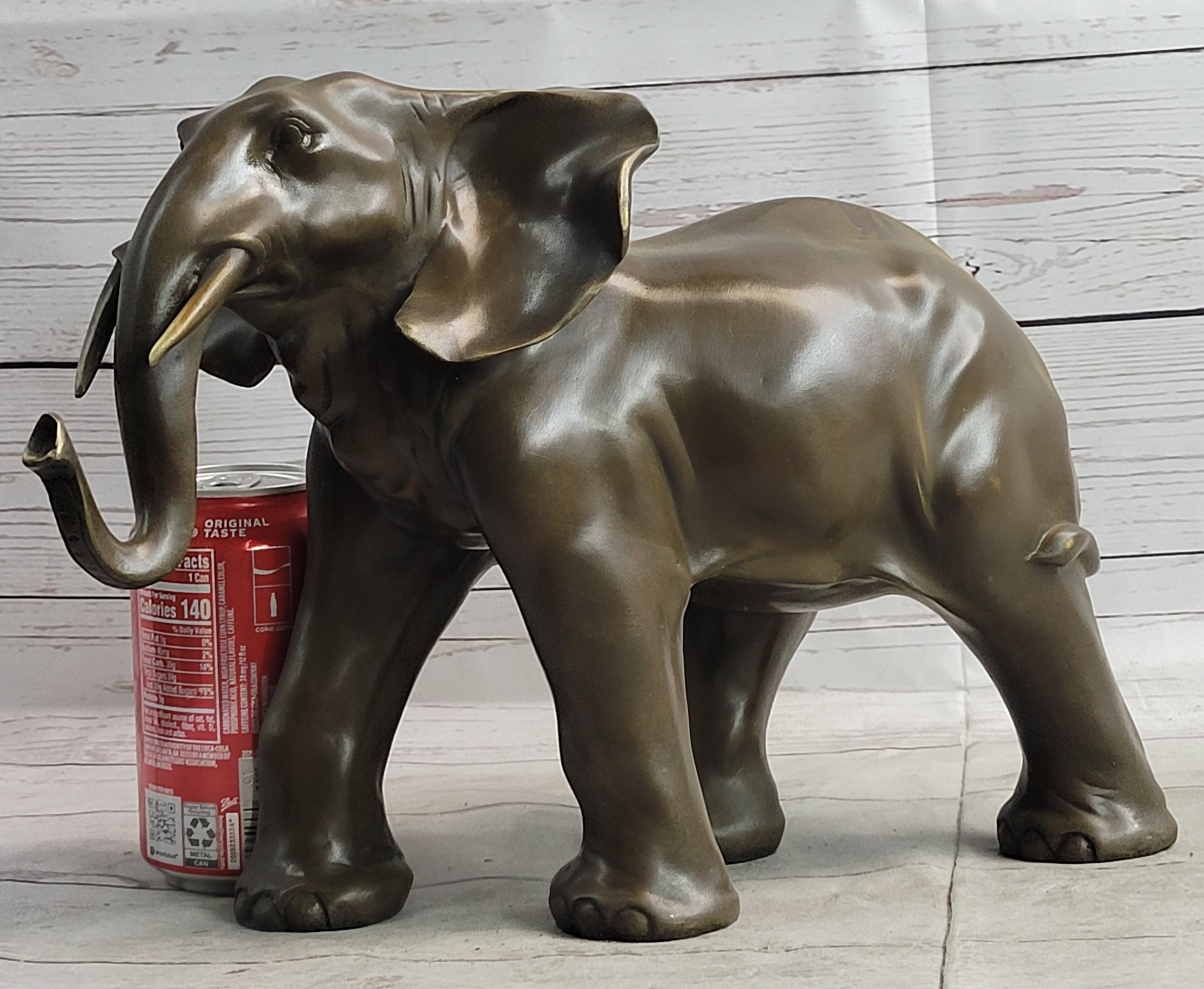 Smooth Elephant Bronze Metal Figure Sculpture Handmade Art Decor Collectible