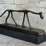 Abstract Cat Bronze Statue Sculpture by Alberto Giacometti Marble Base 6" x 15"