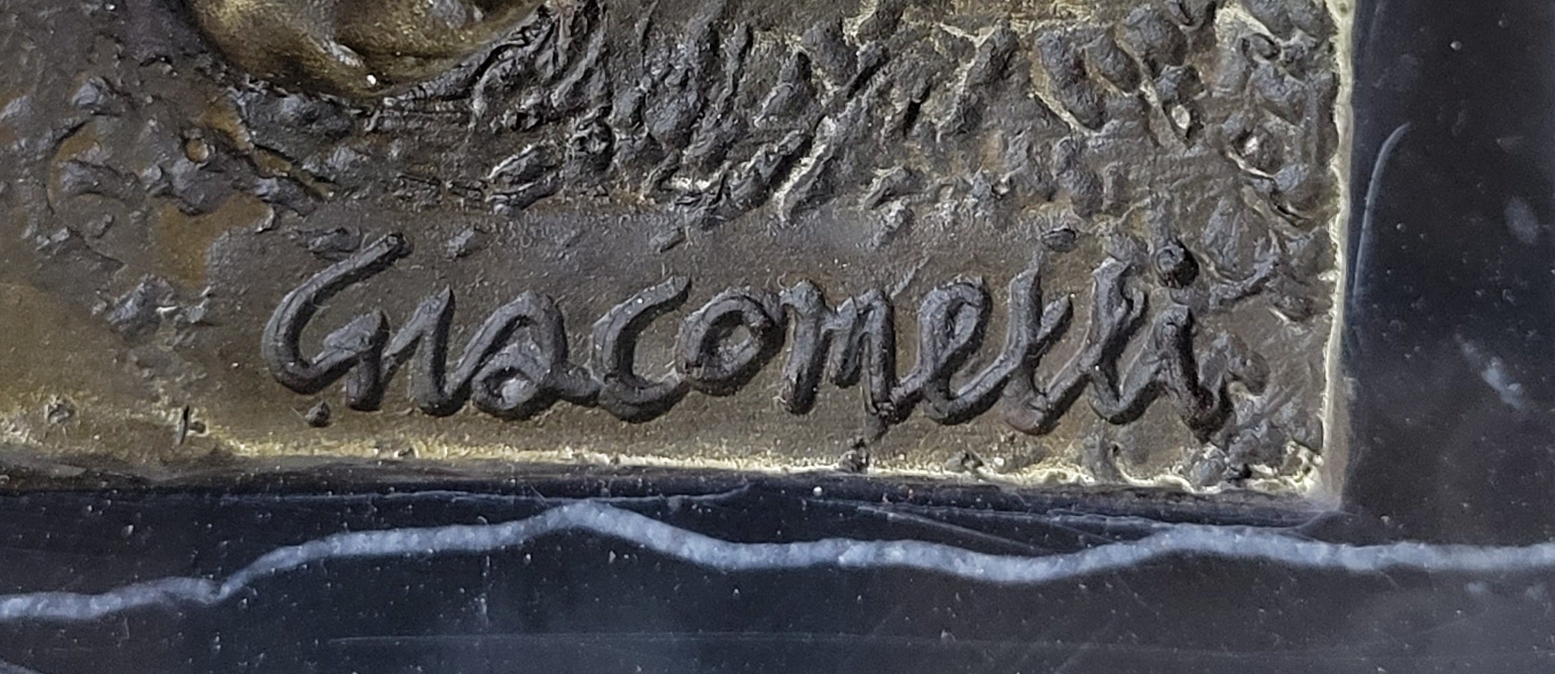 Abstract Cat Bronze Statue Sculpture by Alberto Giacometti Marble Base 6" x 15"