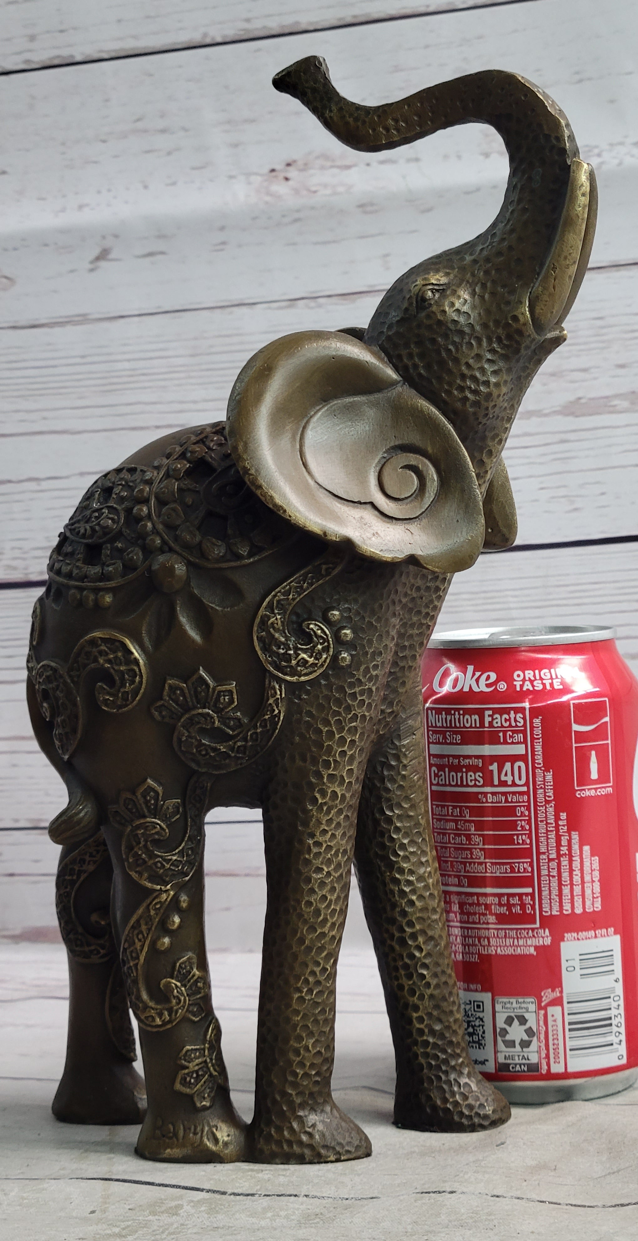 Decorative Indian Elephant Bronze Figure Statue Sculpture Hindu Design Handmade Art