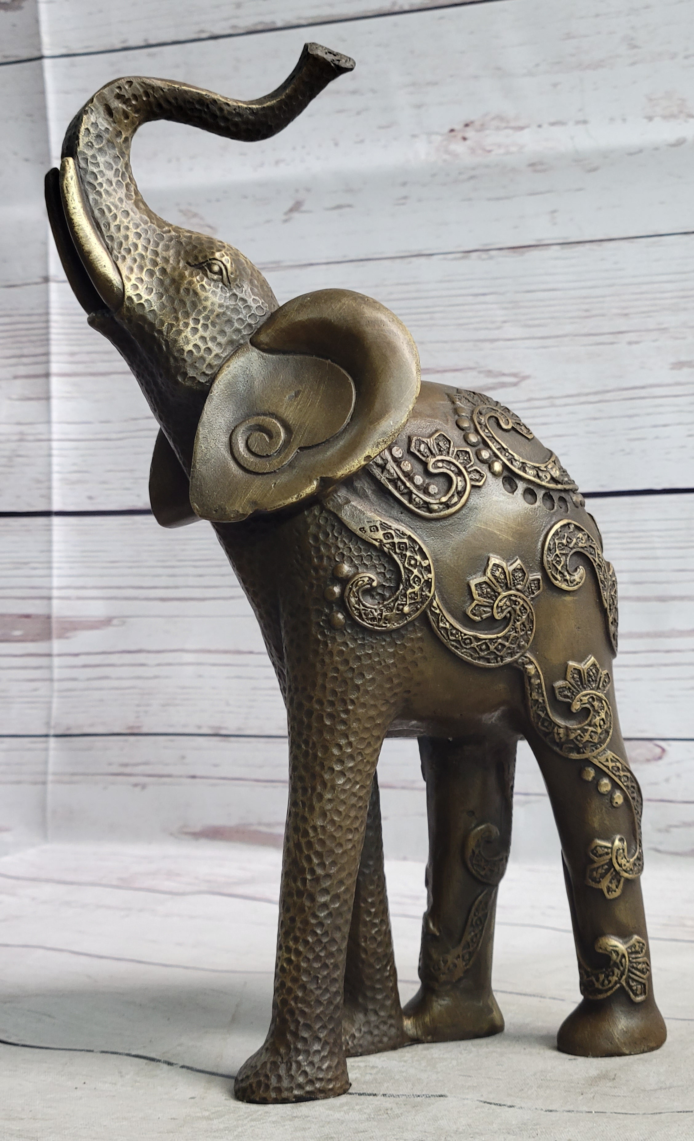 Decorative Indian Elephant Bronze Figure Statue Sculpture Hindu Design Handmade Art