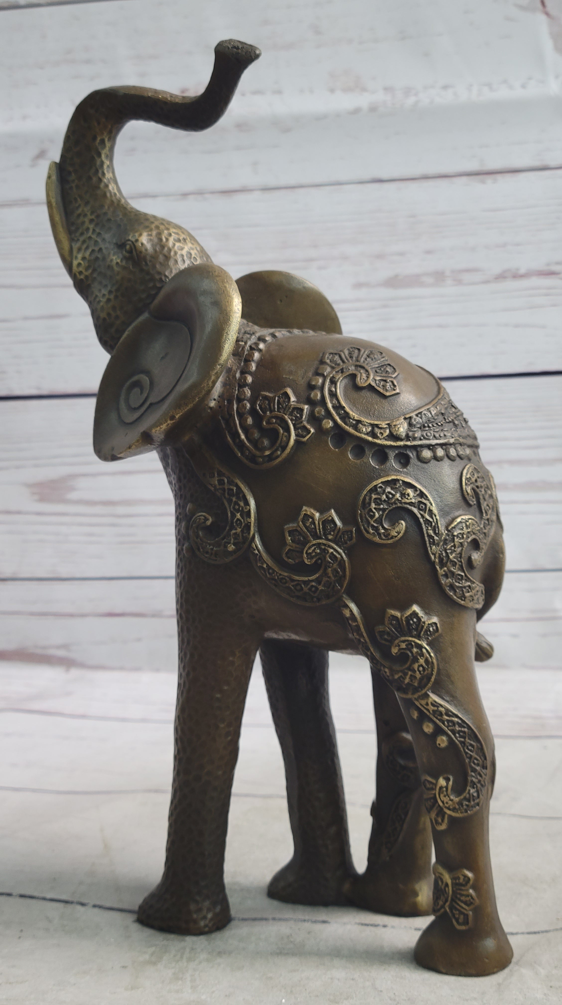 Decorative Indian Elephant Bronze Figure Statue Sculpture Hindu Design Handmade Art