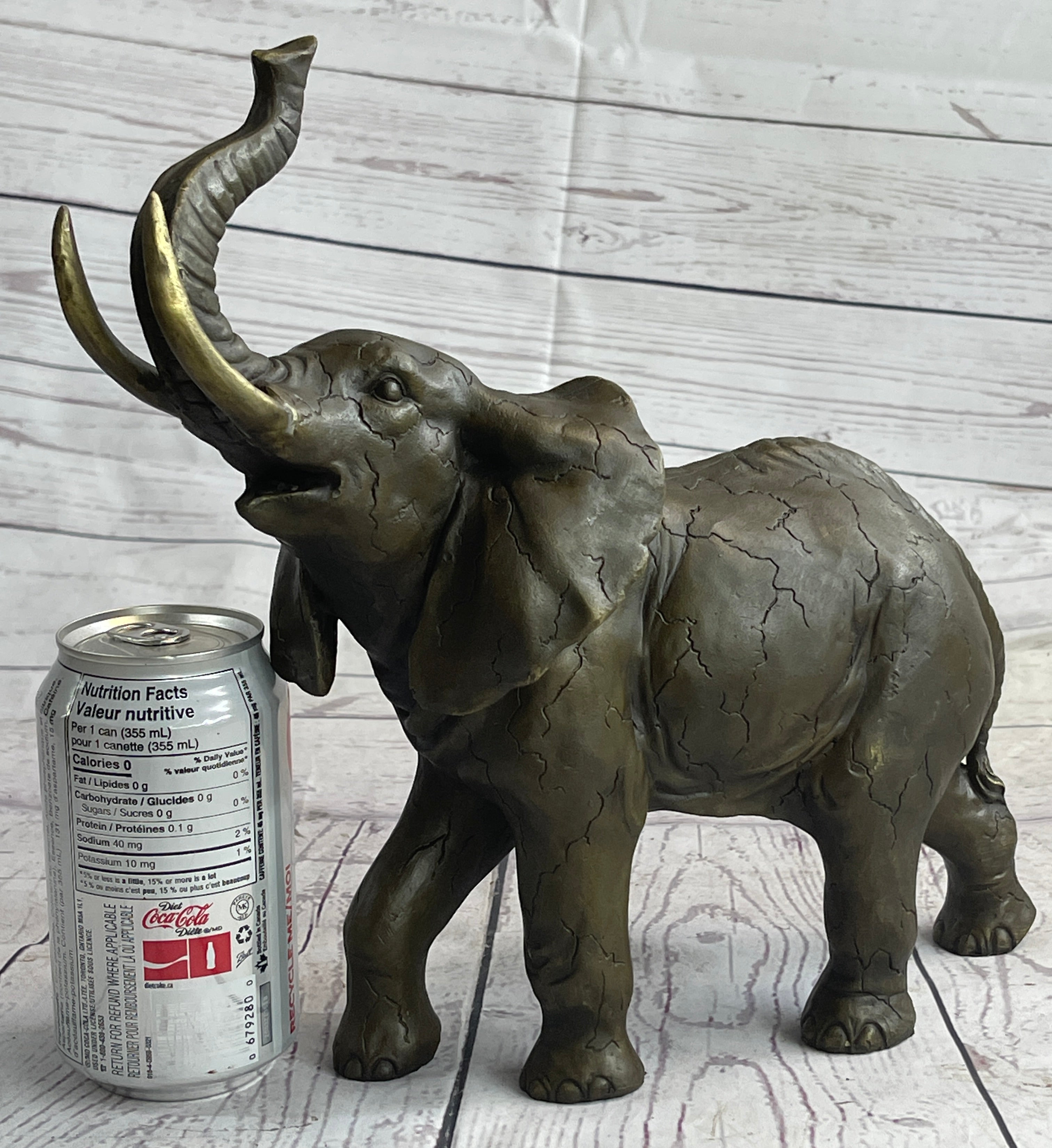 Elephant Bronze Metal Figurine Figure Sculpture Decor 11" x 13"