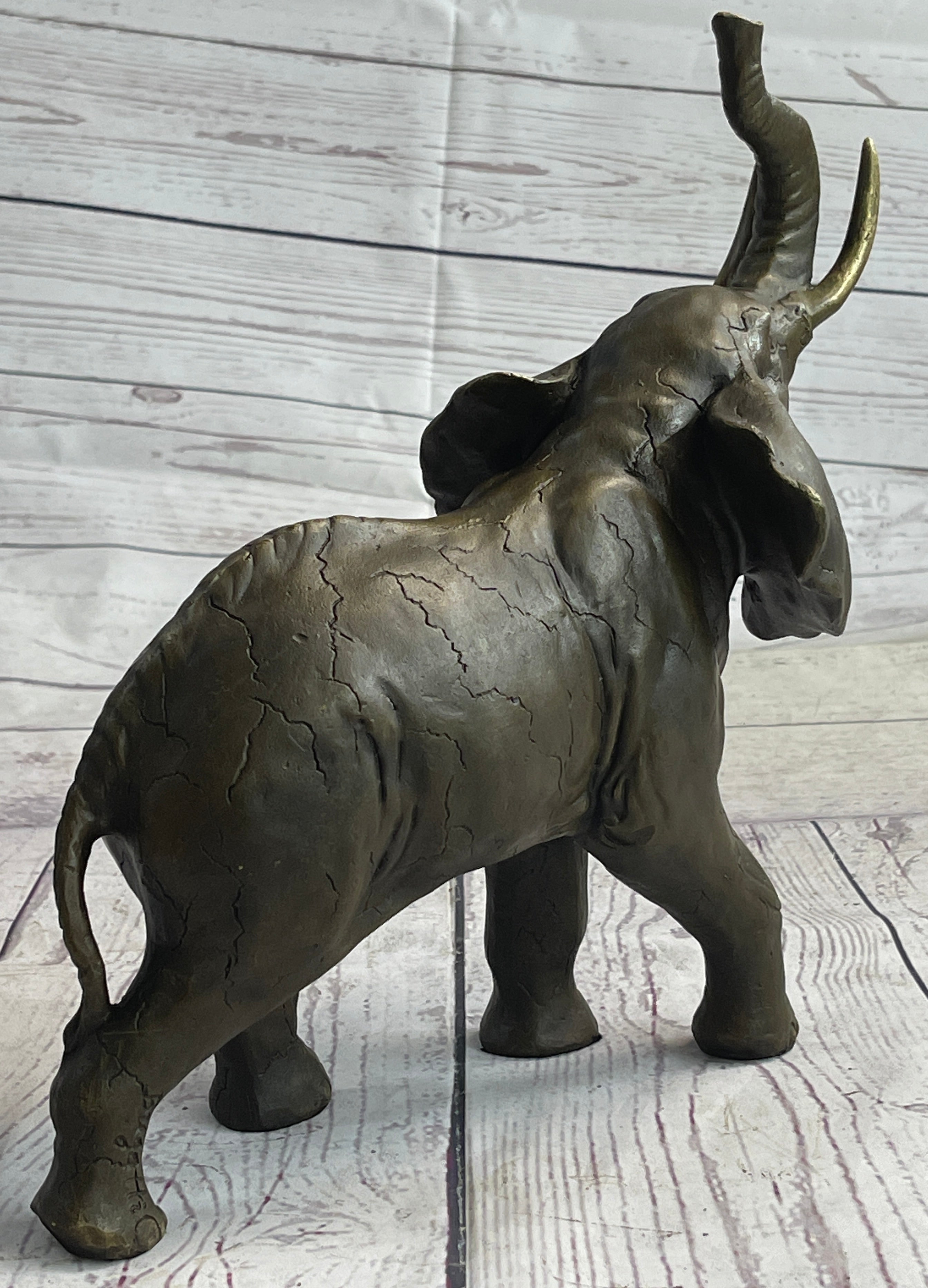 Elephant Bronze Metal Figurine Figure Sculpture Decor 11" x 13"
