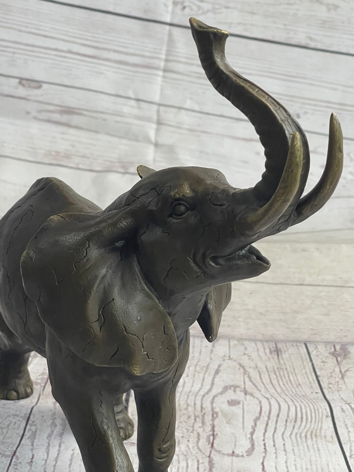 Elephant Bronze Metal Figurine Figure Sculpture Decor 11" x 13"