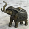 Signed Laughing Elephant Symbol of Luck Bronze Sculpture Statue Artwork