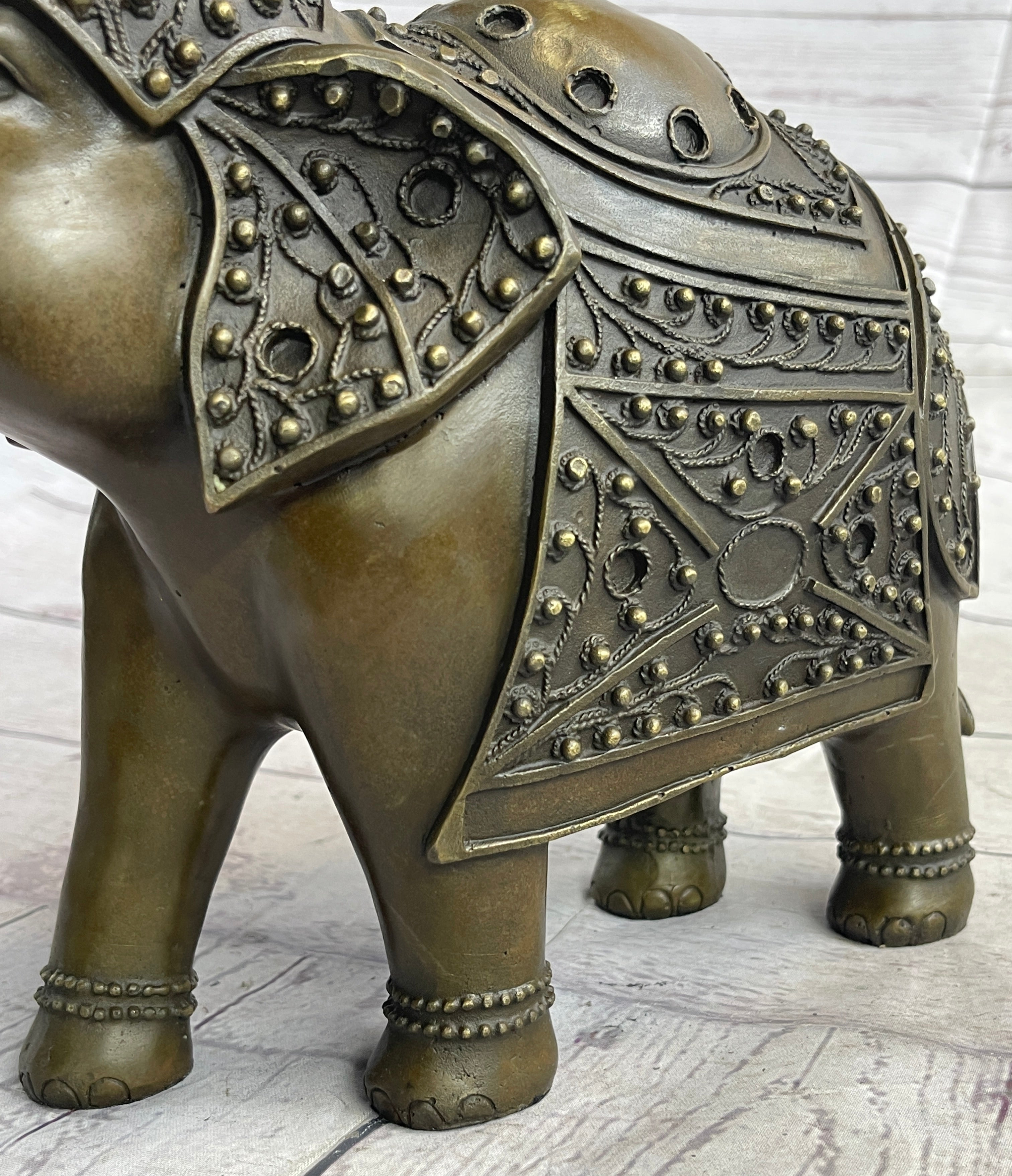 Signed Laughing Elephant Symbol of Luck Bronze Sculpture Statue Artwork