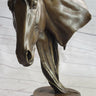 Horse Head Bust Equestrian Bronze Sculpture Statue Figure Decor on Marble Base Signed 13" x 9"