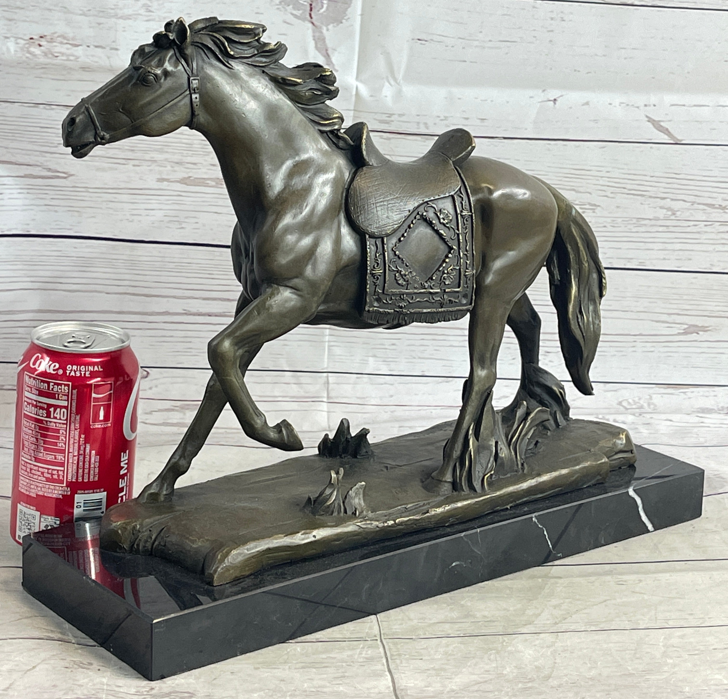 Saddled War Horse Working Equestrian Bronze Statue Sculpture after PJ Mene