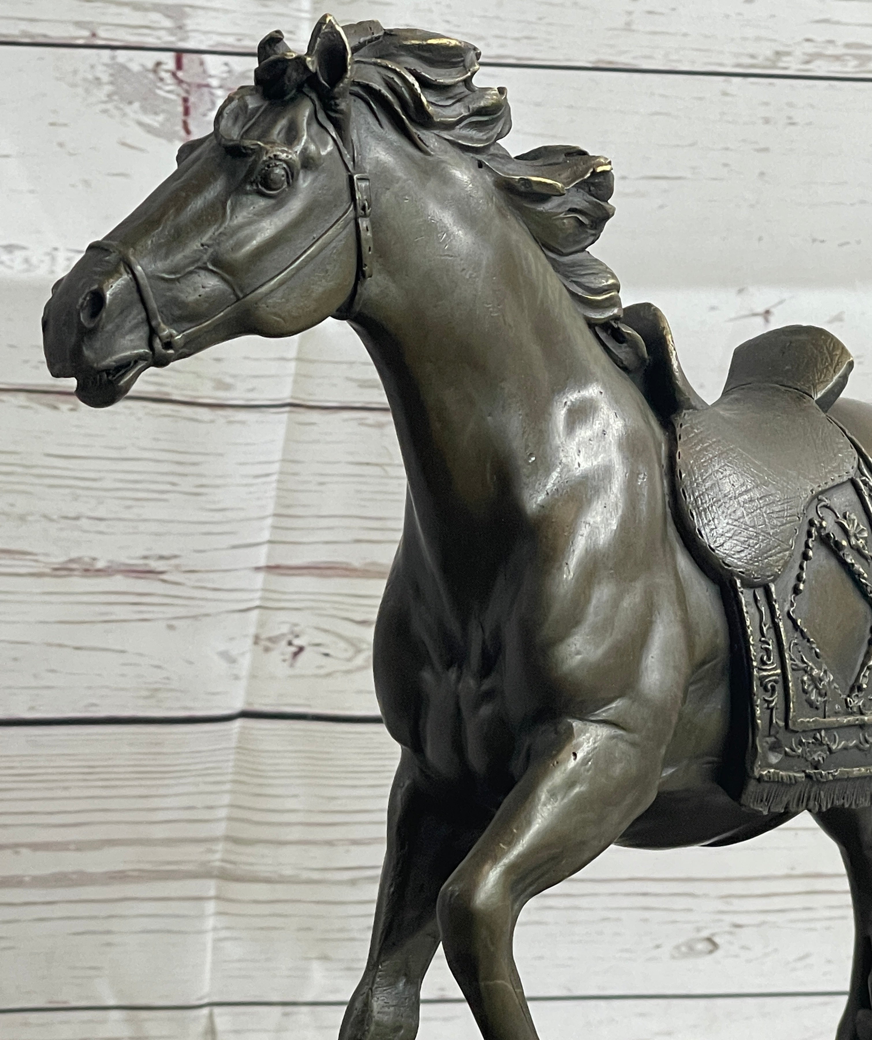 Saddled War Horse Working Equestrian Bronze Statue Sculpture after PJ Mene