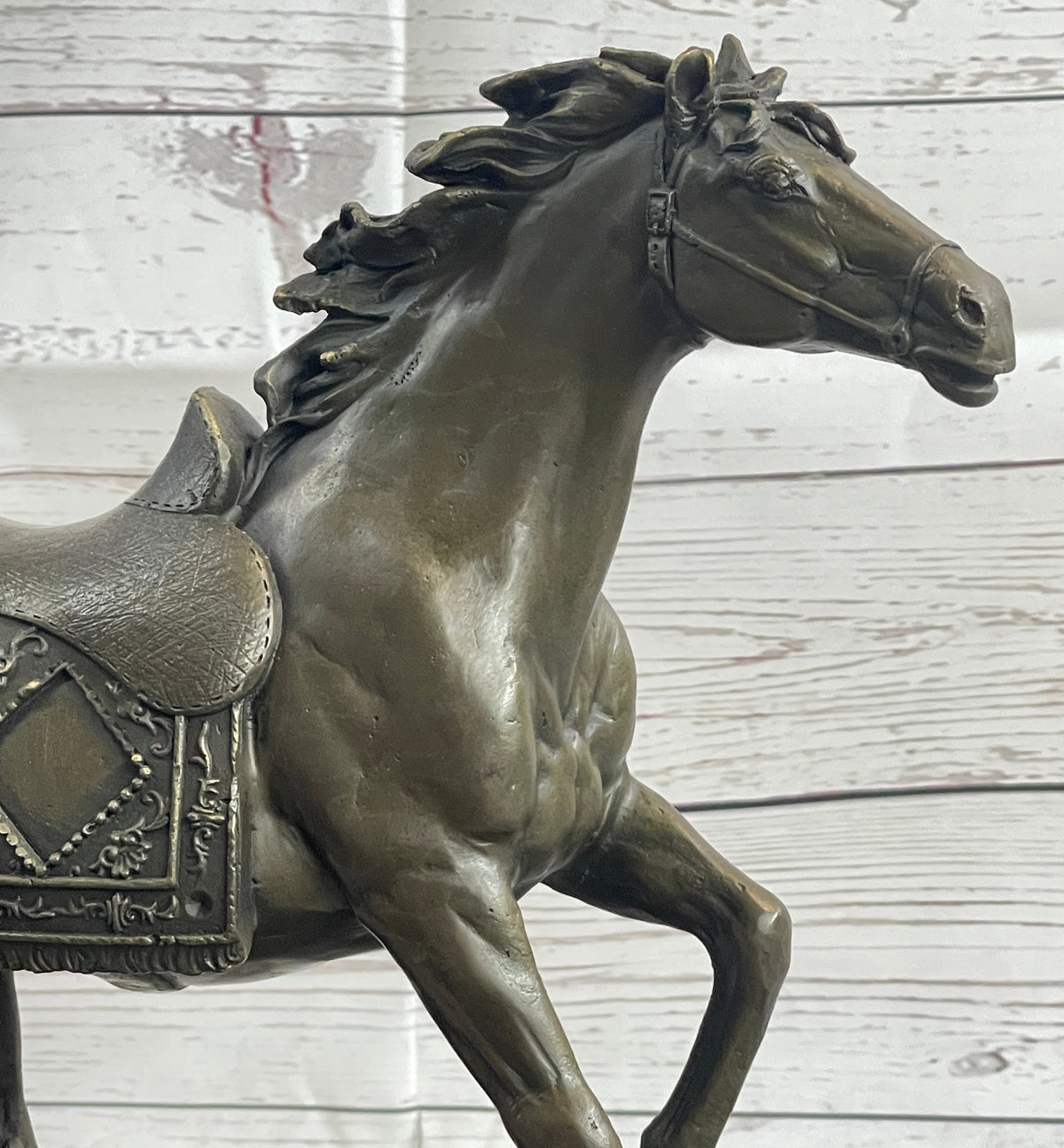 Saddled War Horse Working Equestrian Bronze Statue Sculpture after PJ Mene
