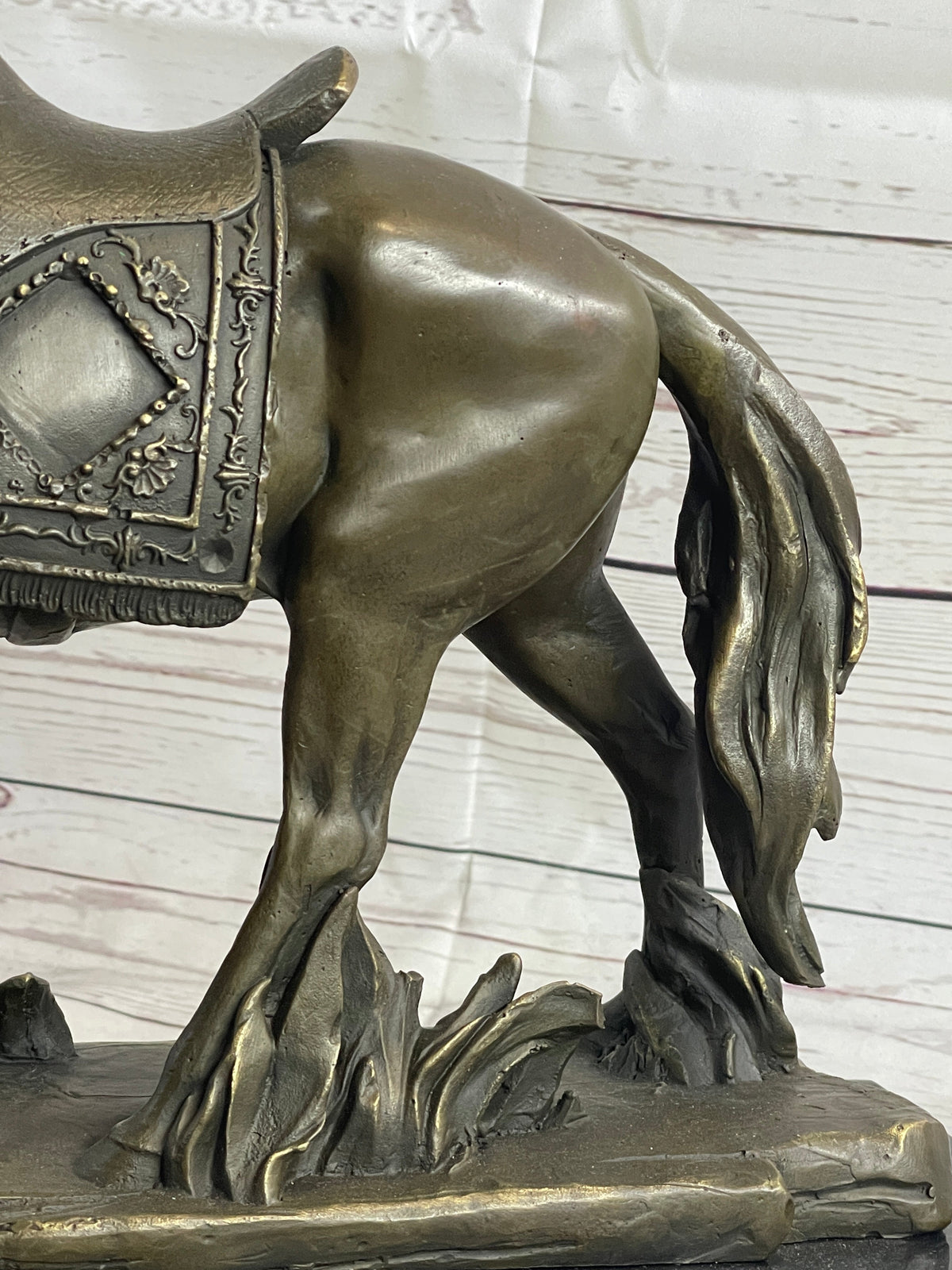 Saddled War Horse Working Equestrian Bronze Statue Sculpture after PJ Mene