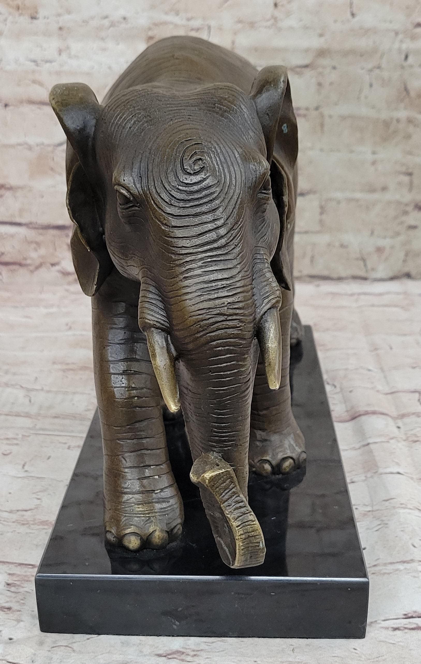 Elephant Bronze Sculpture Statue on Marble base - Antoine Barye Reproduction Art