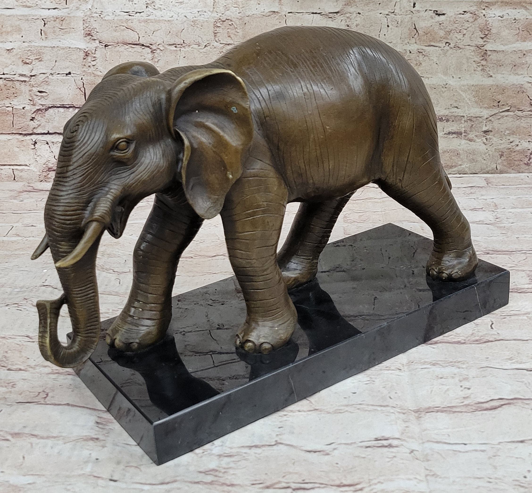 Elephant Bronze Sculpture Statue on Marble base - Antoine Barye Reproduction Art