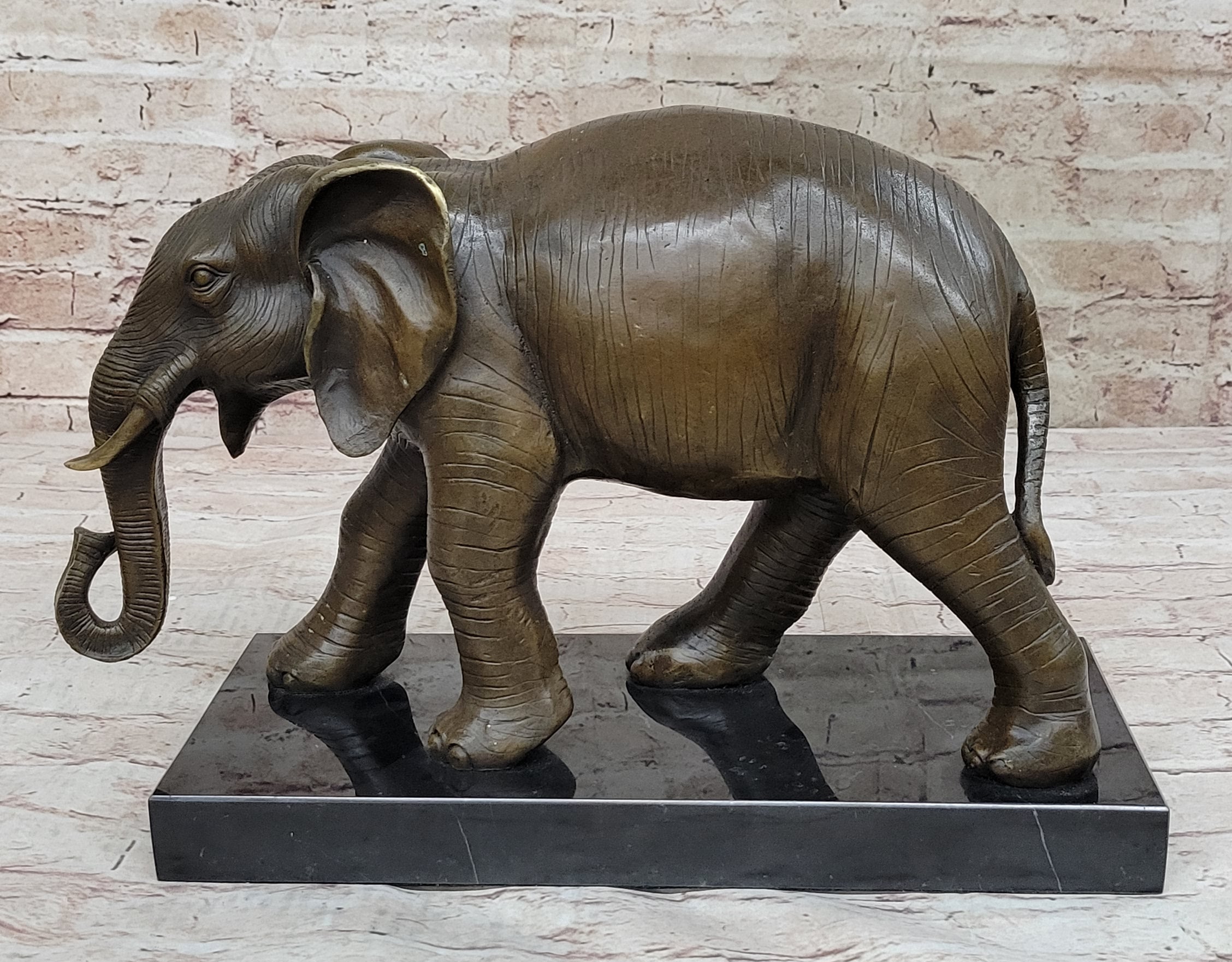 Elephant Bronze Sculpture Statue on Marble base - Antoine Barye Reproduction Art