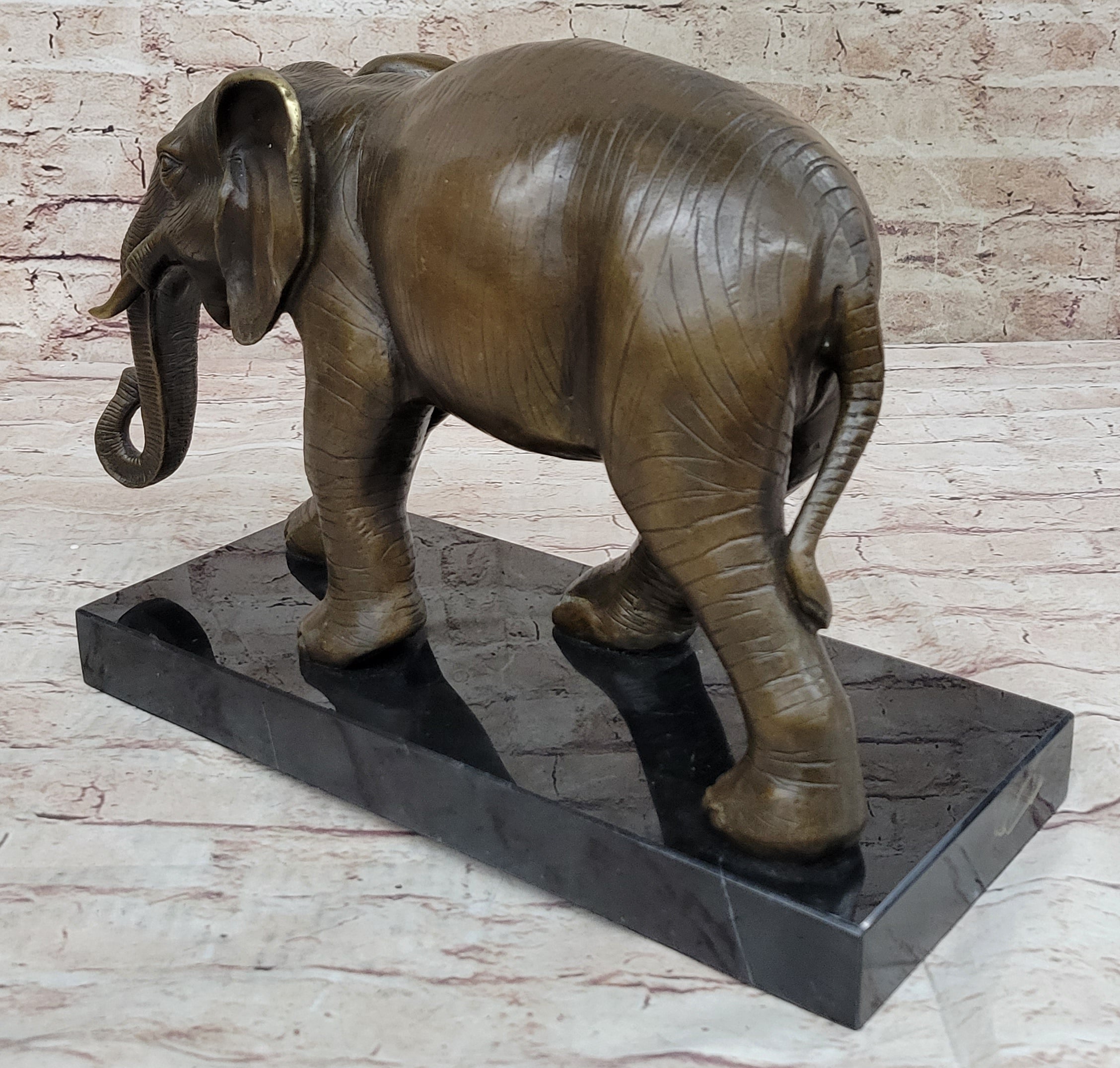Elephant Bronze Sculpture Statue on Marble base - Antoine Barye Reproduction Art