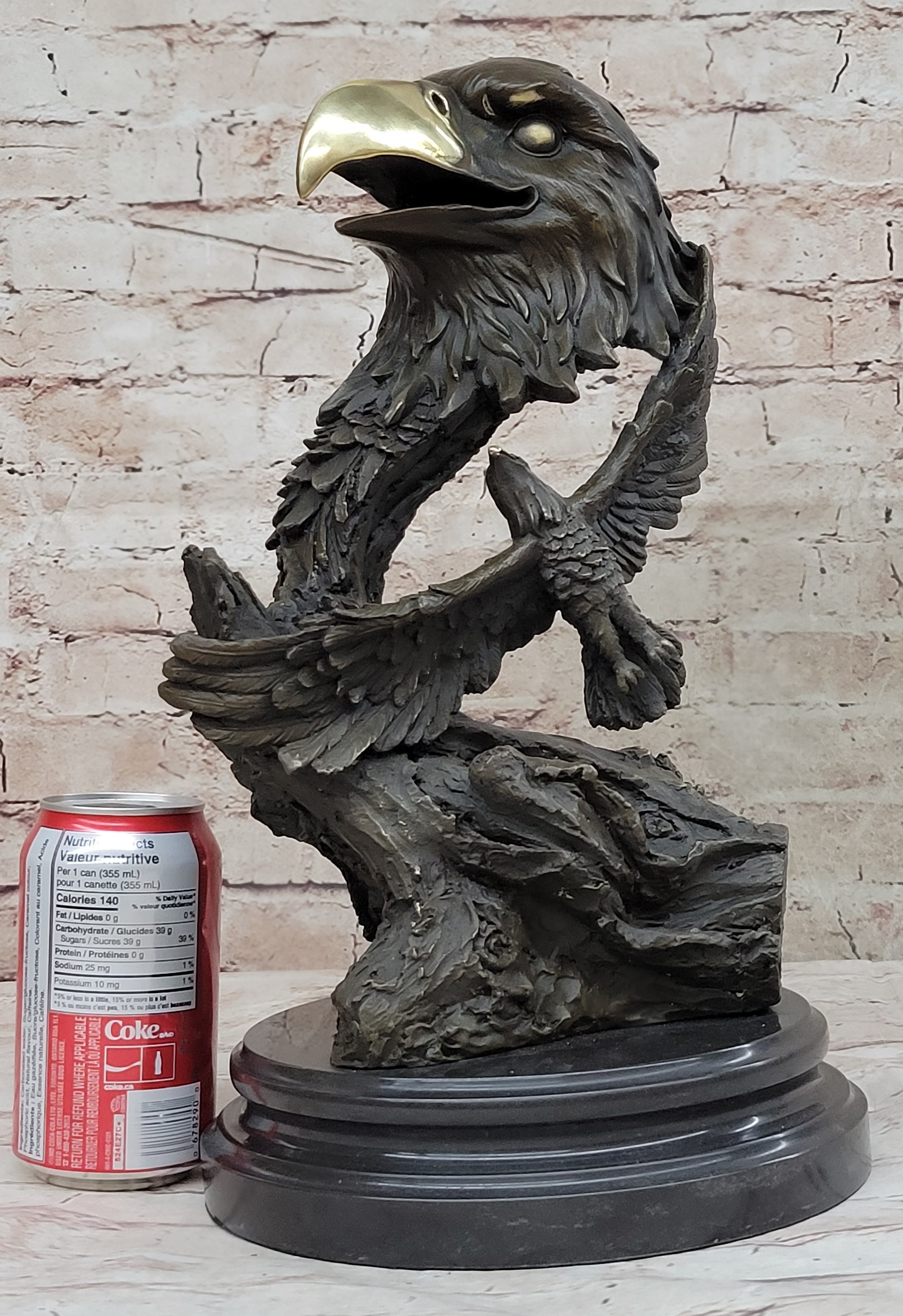 Hand Made Original Milo Eagle Falcon Head Genuine Bronze Sculpture Statue