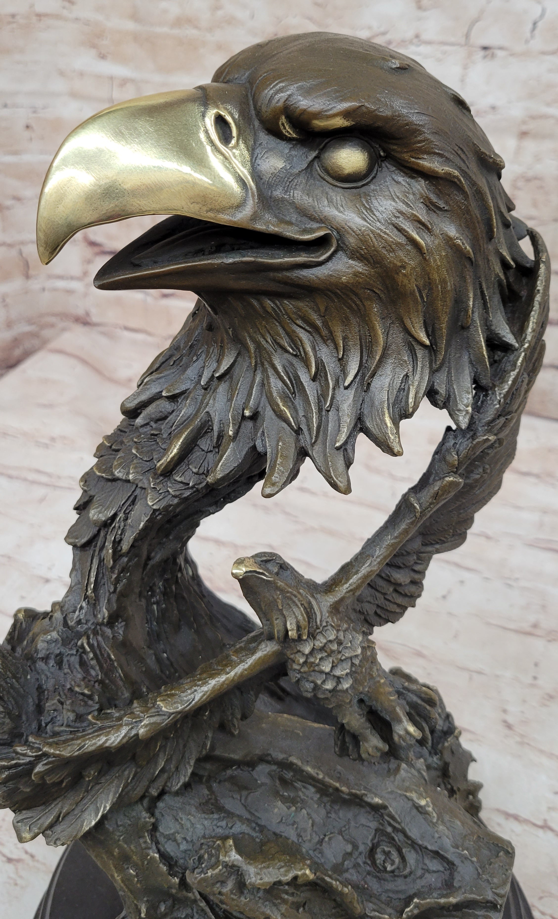Hand Made Original Milo Eagle Falcon Head Genuine Bronze Sculpture Statue
