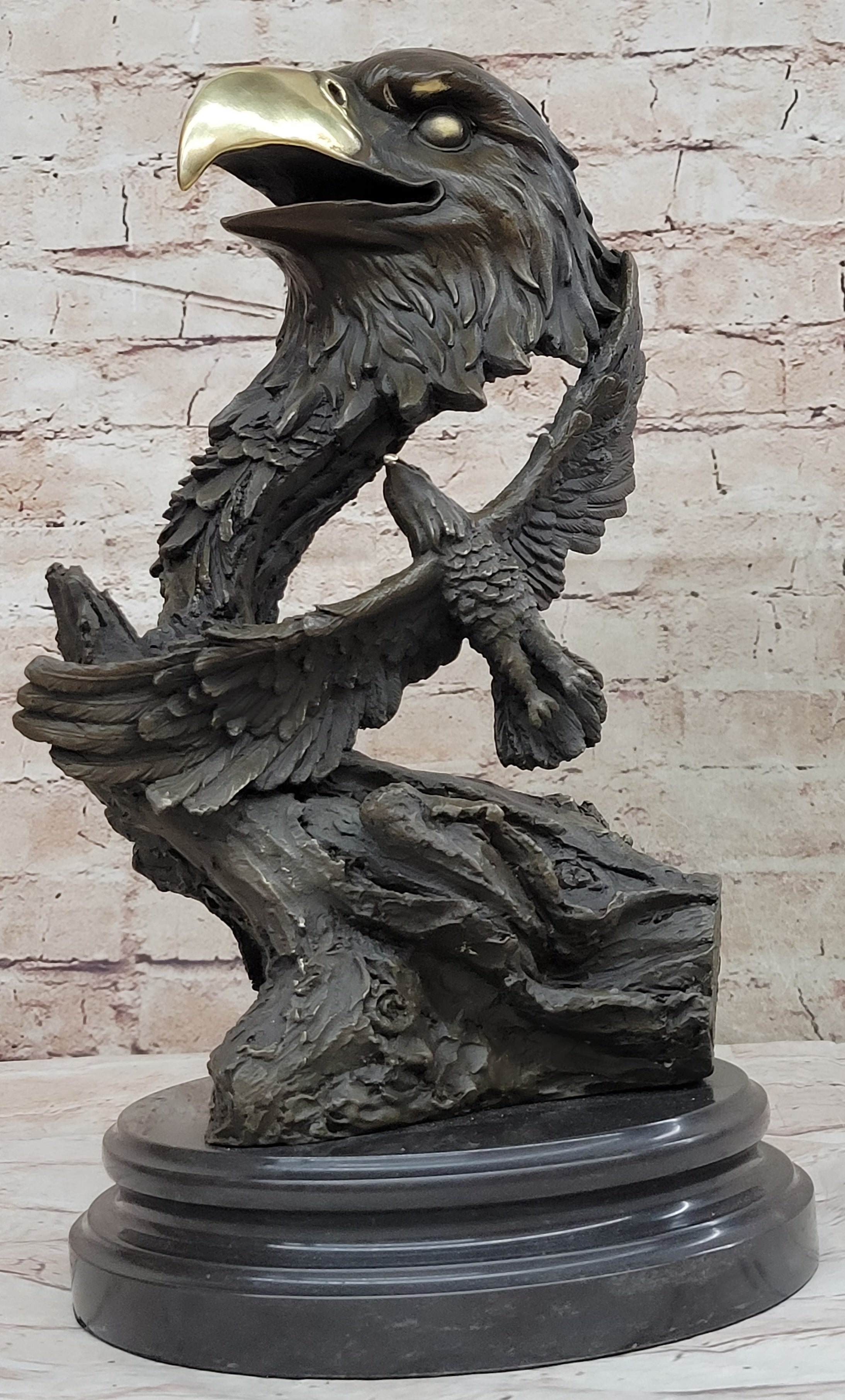 Hand Made Original Milo Eagle Falcon Head Genuine Bronze Sculpture Statue