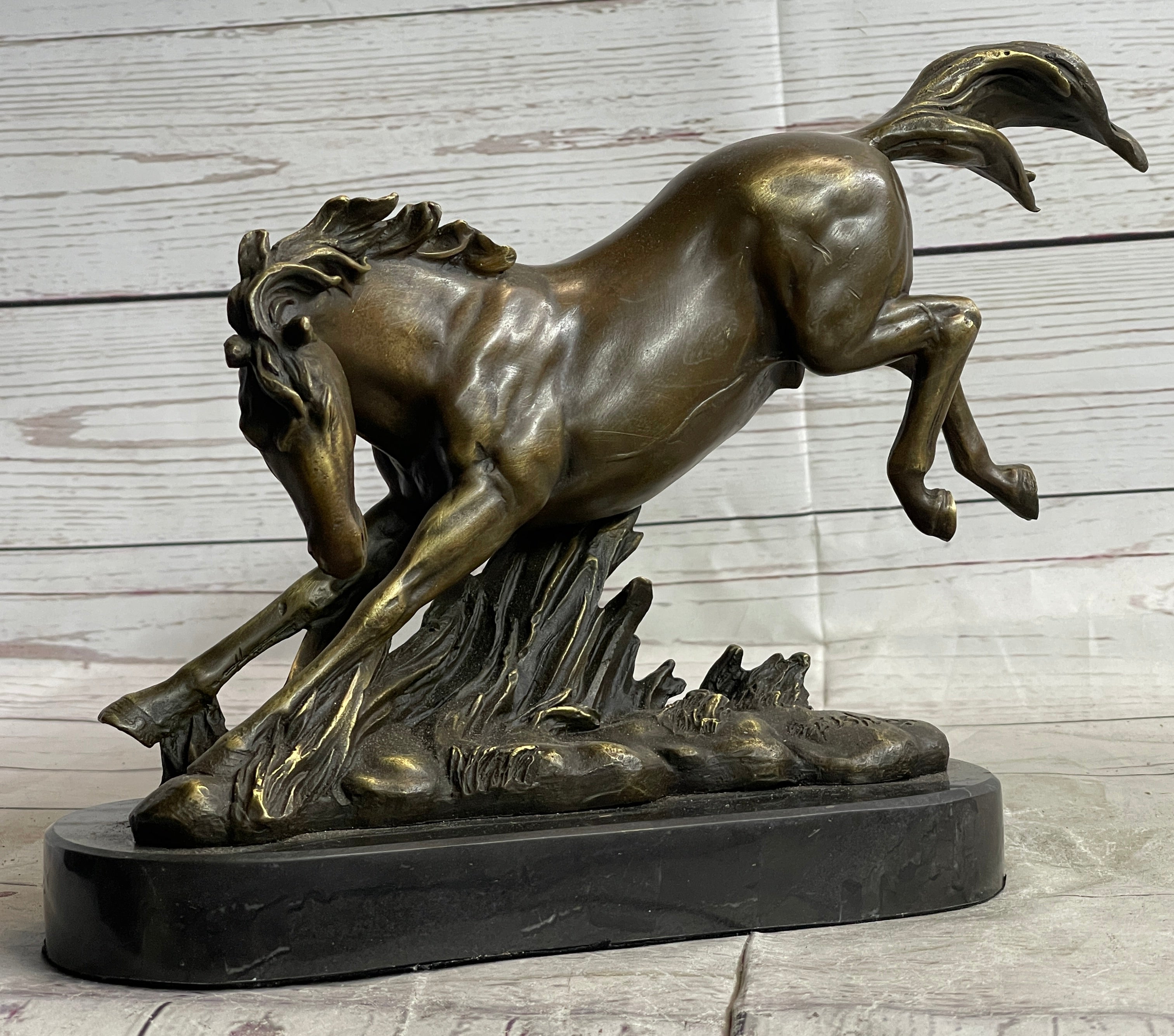 Signed Original Artwork by Fisher Wild Horse Bronze Sculpture Figurine Statue Decor