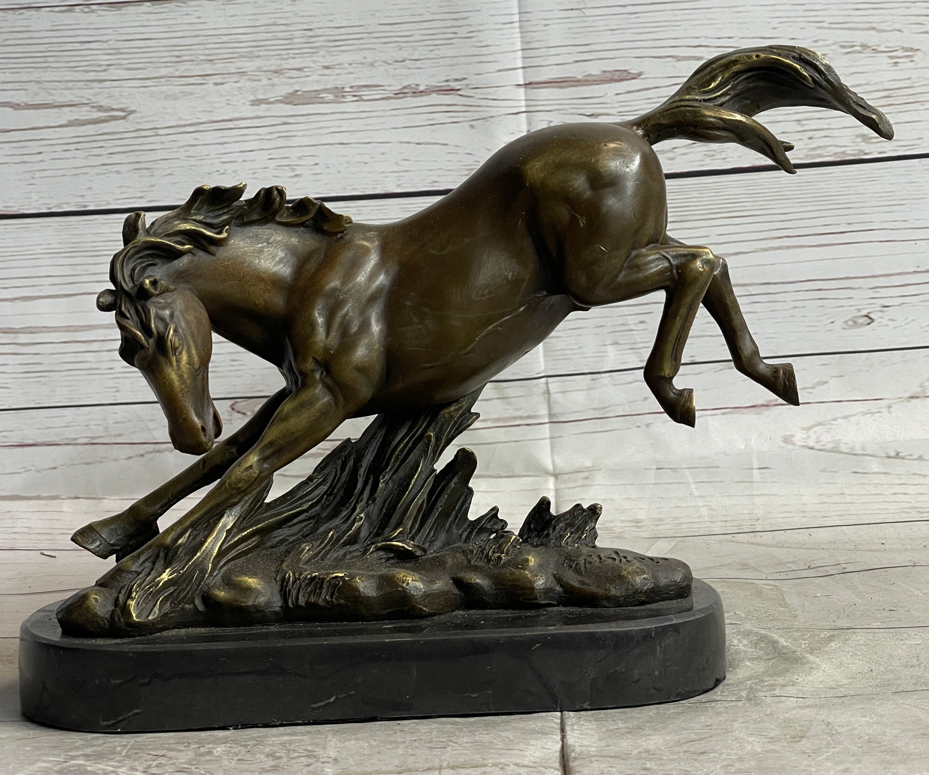 Signed Original Artwork by Fisher Wild Horse Bronze Sculpture Figurine Statue Decor