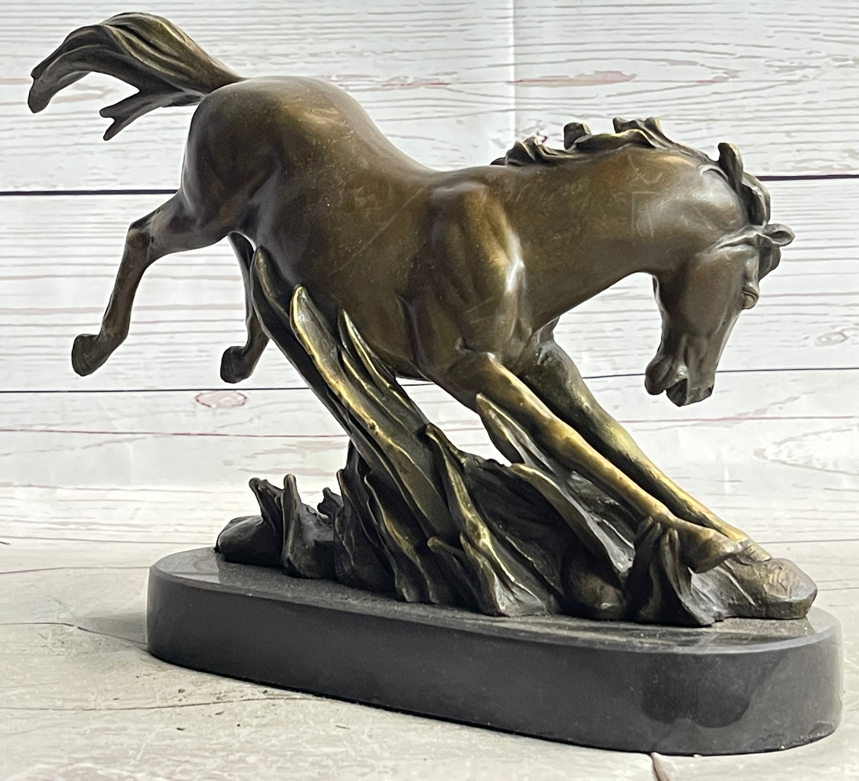 Signed Original Artwork by Fisher Wild Horse Bronze Sculpture Figurine Statue Decor