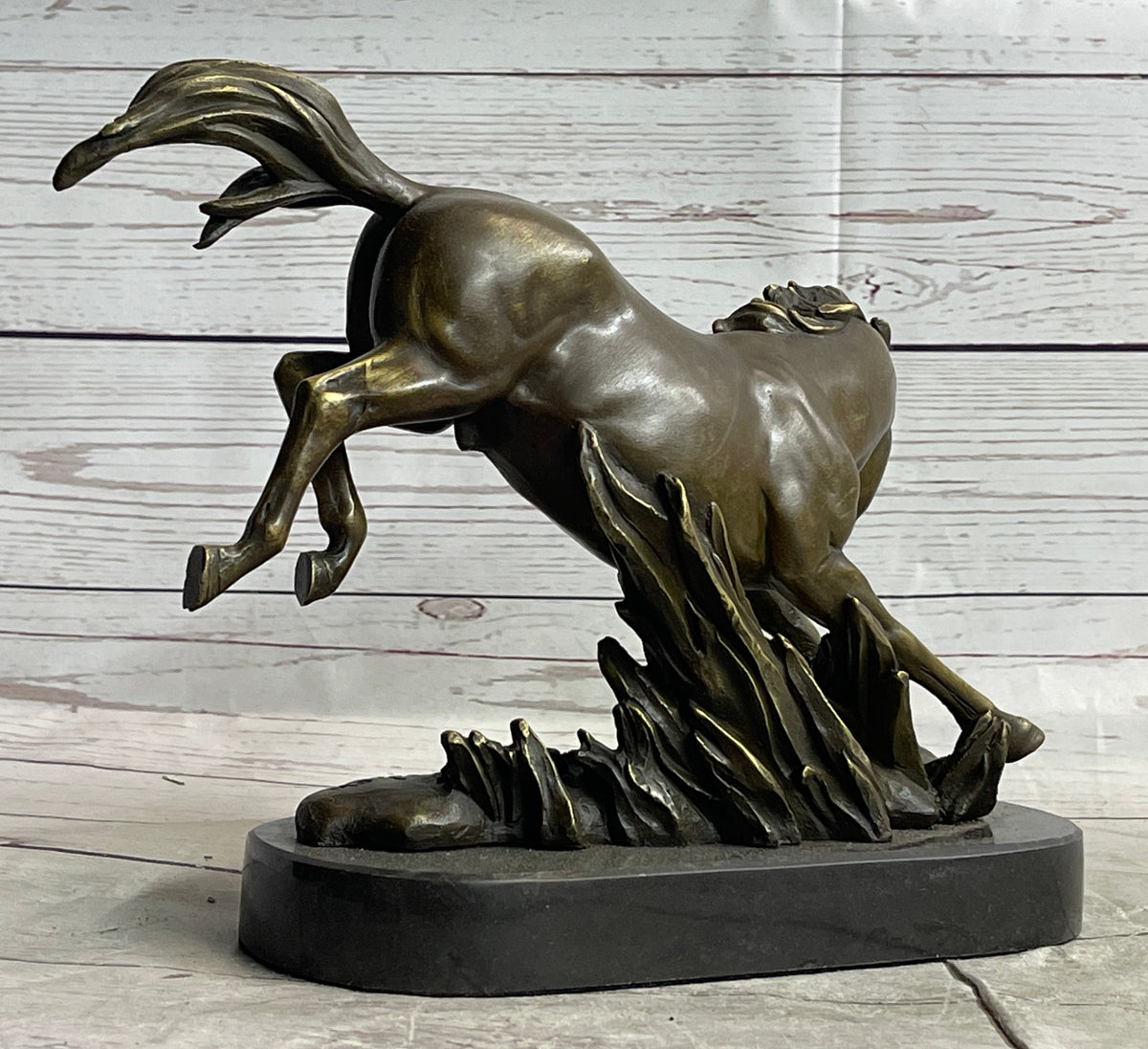 Signed Original Artwork by Fisher Wild Horse Bronze Sculpture Figurine Statue Decor