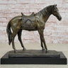 Large Original Loving Horse with his Saddle Western Cowboy Bronze Sculpture sale