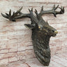 Hanging Wall Art Mounted Elk Deer Bust Head Stag Antlers Buck Bronze Sculpture