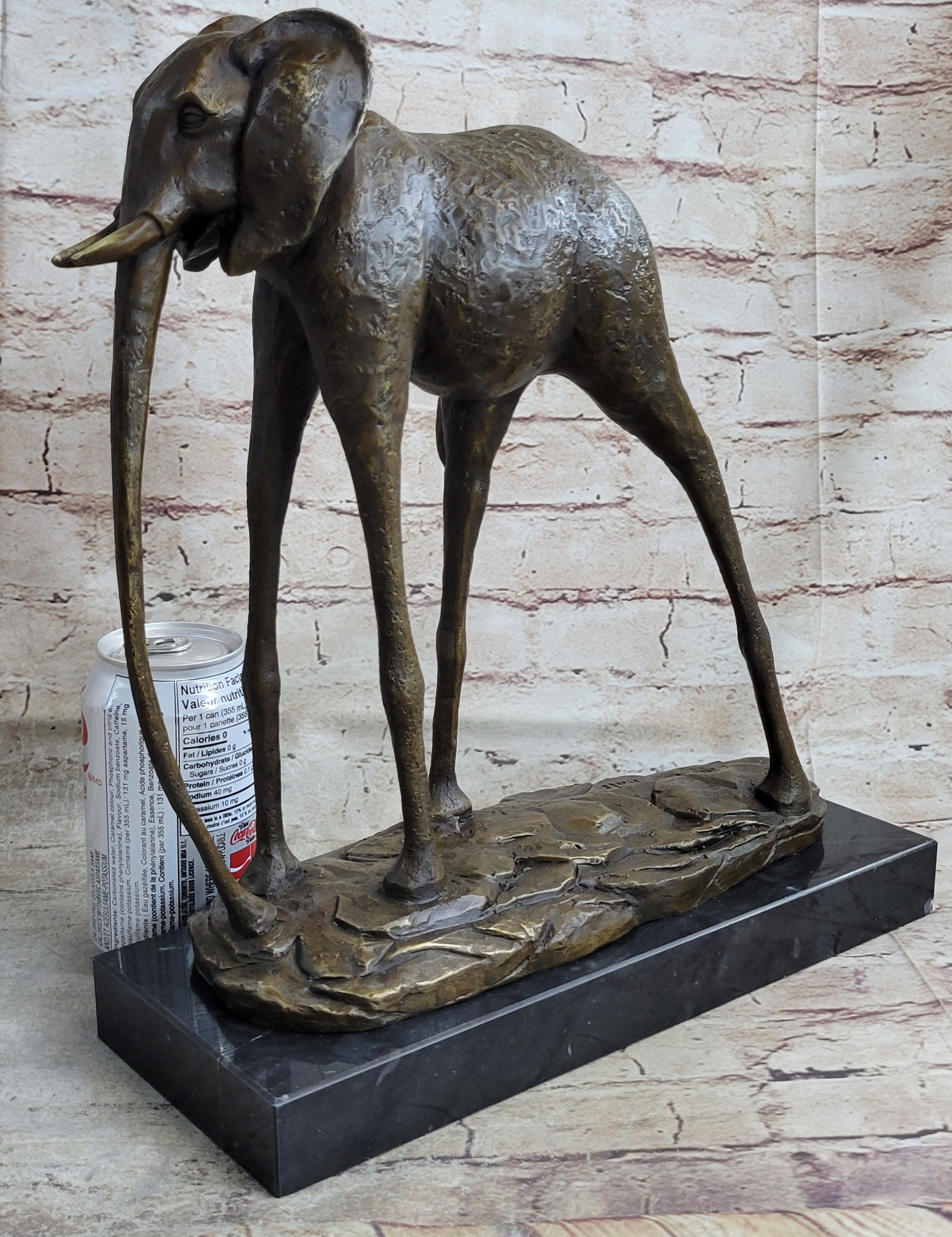 Hot Cast Bronze Metal Elephant Sculpture Statue Figure after Salvador Dali on Marble Base