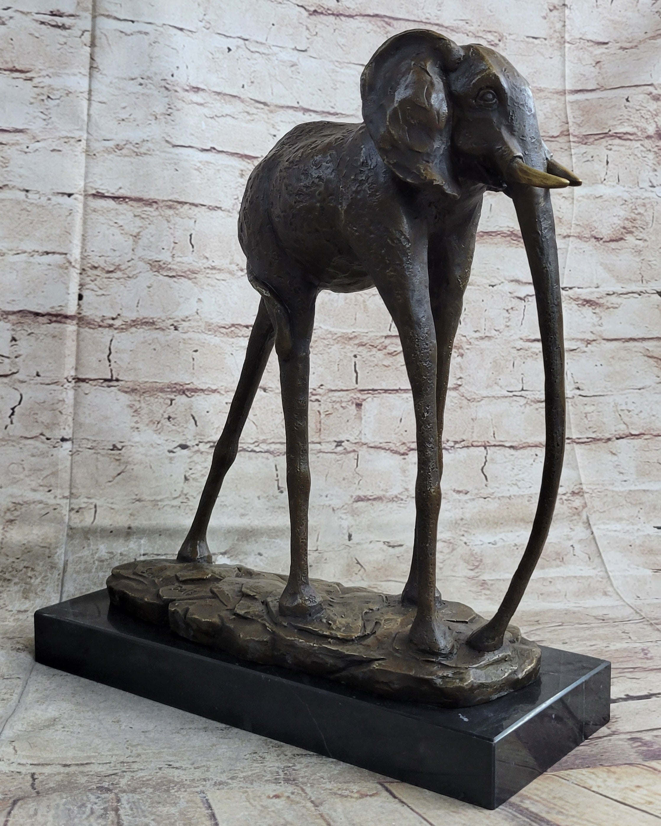 Hot Cast Bronze Metal Elephant Sculpture Statue Figure after Salvador Dali on Marble Base
