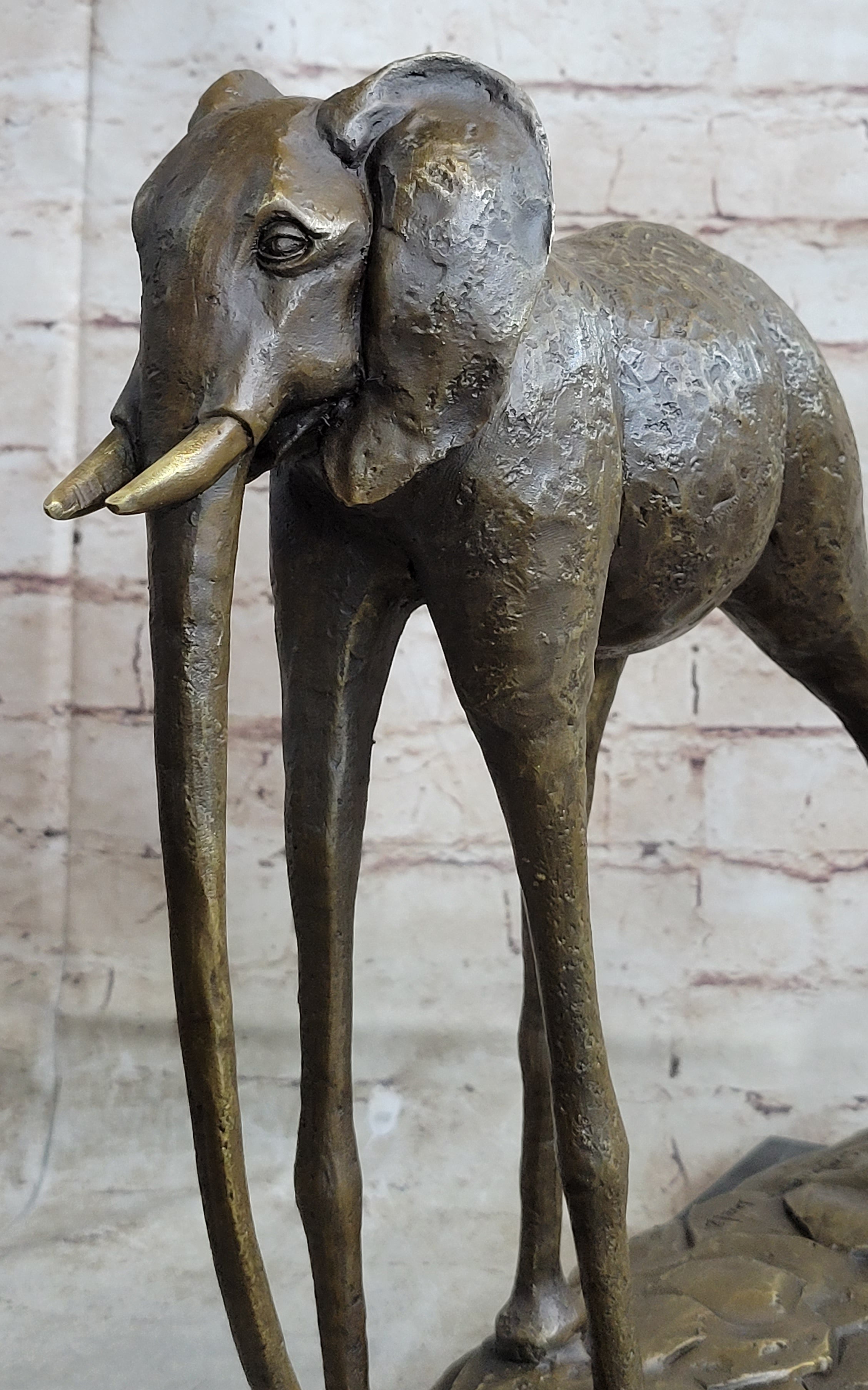 Hot Cast Bronze Metal Elephant Sculpture Statue Figure after Salvador Dali on Marble Base