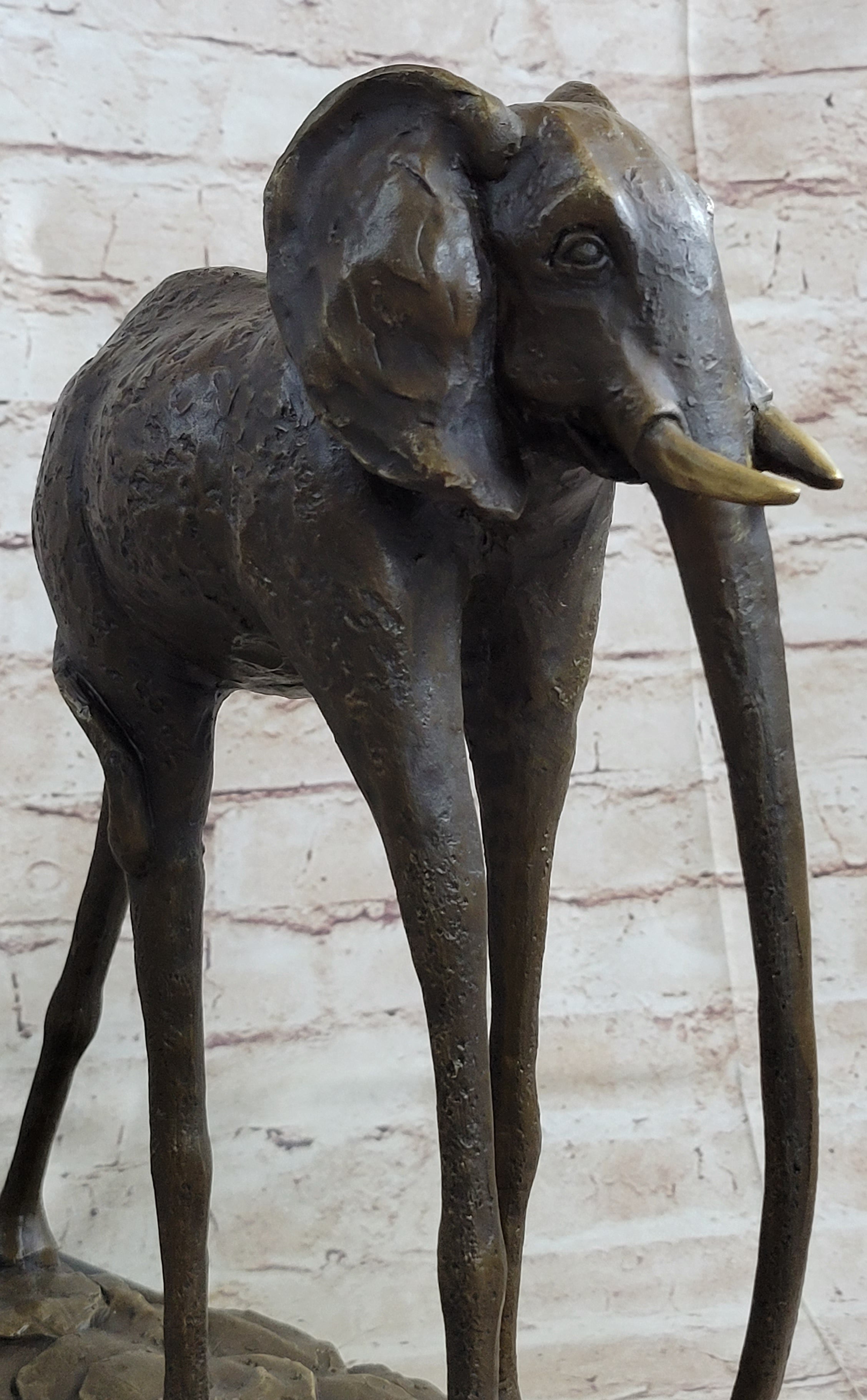 Hot Cast Bronze Metal Elephant Sculpture Statue Figure after Salvador Dali on Marble Base