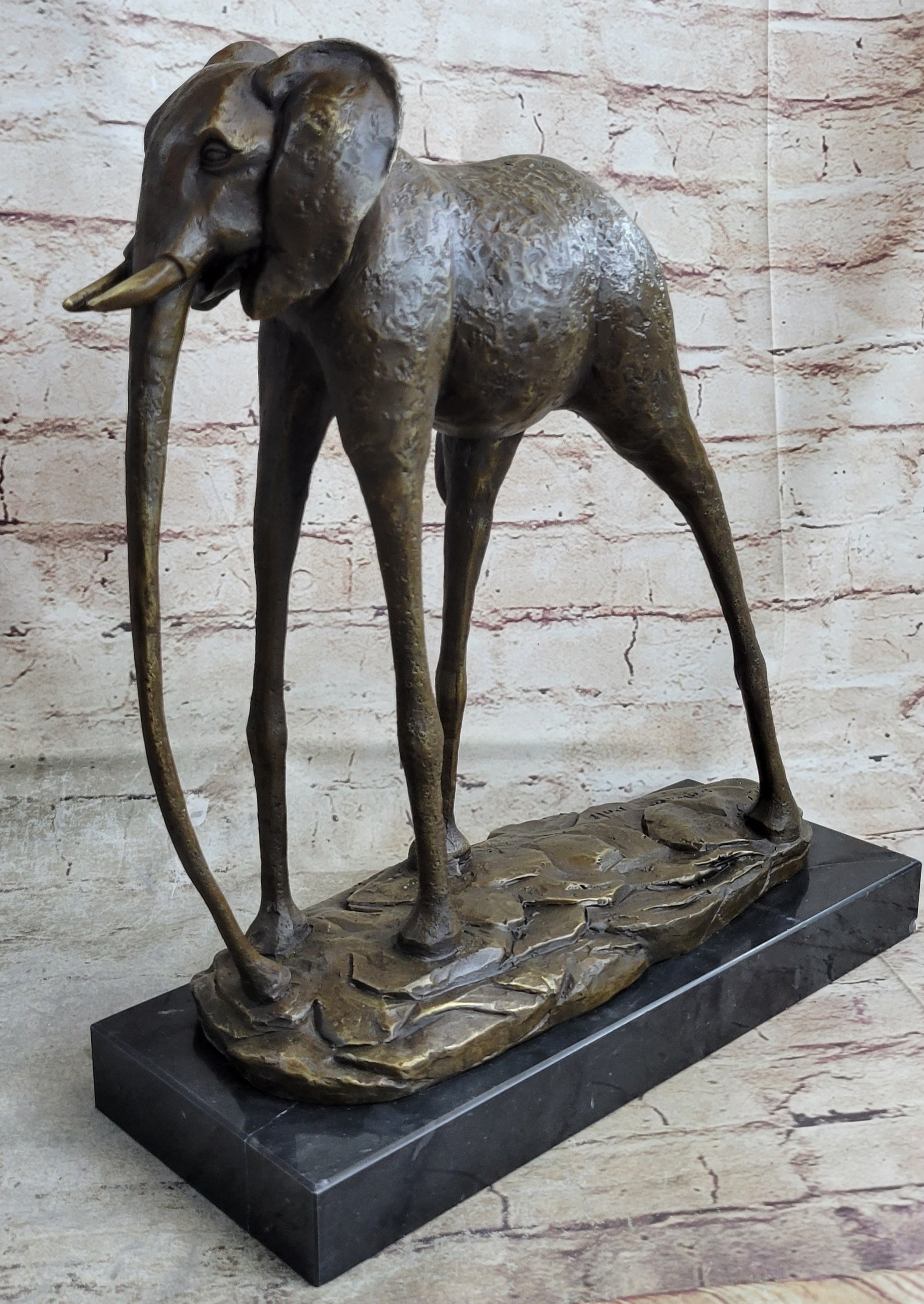 Hot Cast Bronze Metal Elephant Sculpture Statue Figure after Salvador Dali on Marble Base