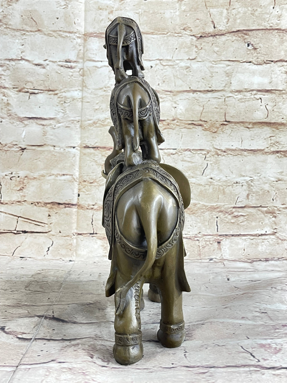 Stacked 3 Lucky Elephants Bronze Metal Statue Sculpture Figurine 12" x 12"