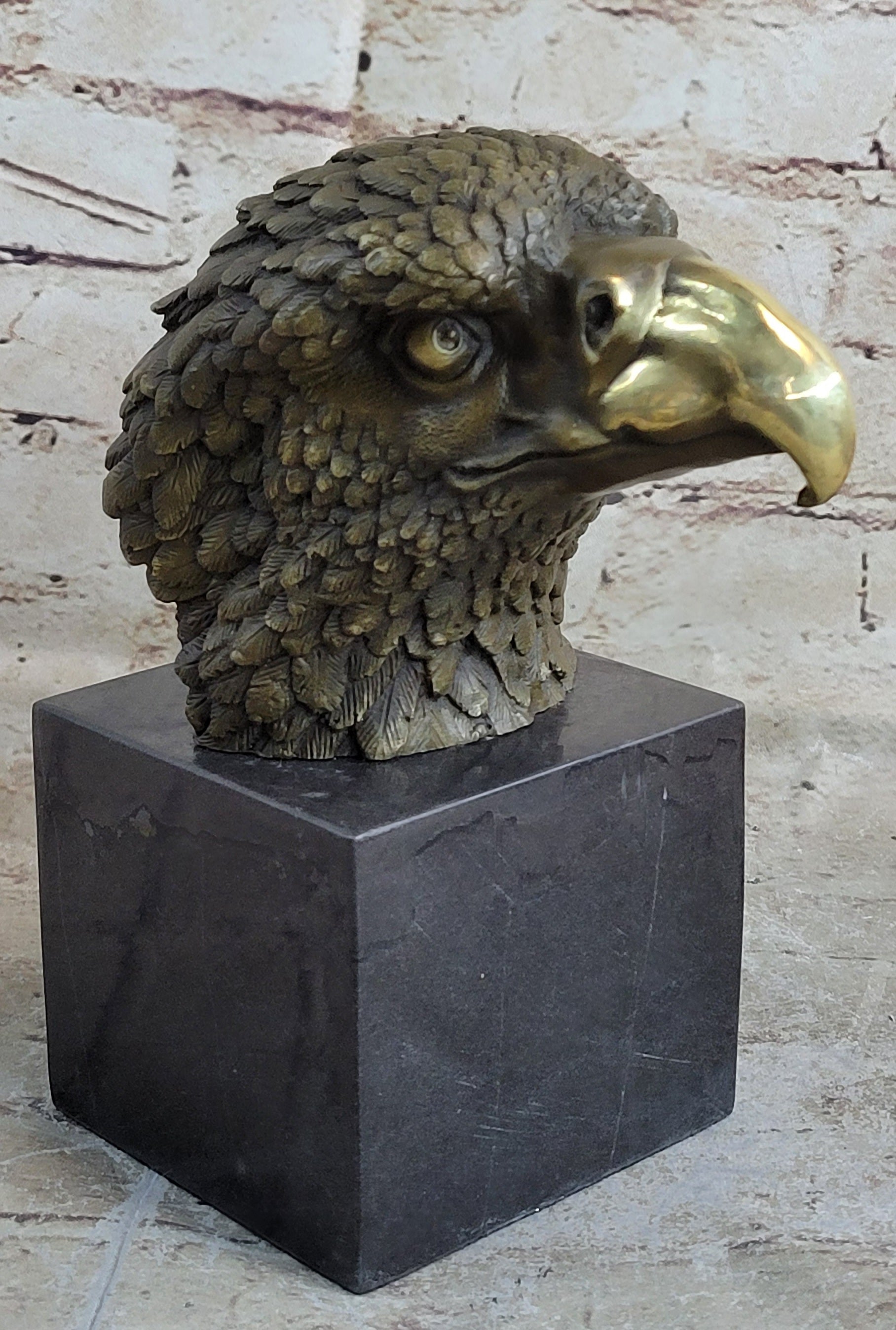 Bust American Bald Eagle Bronze Marble Sculpture Statue Figurine Art Deco Figure