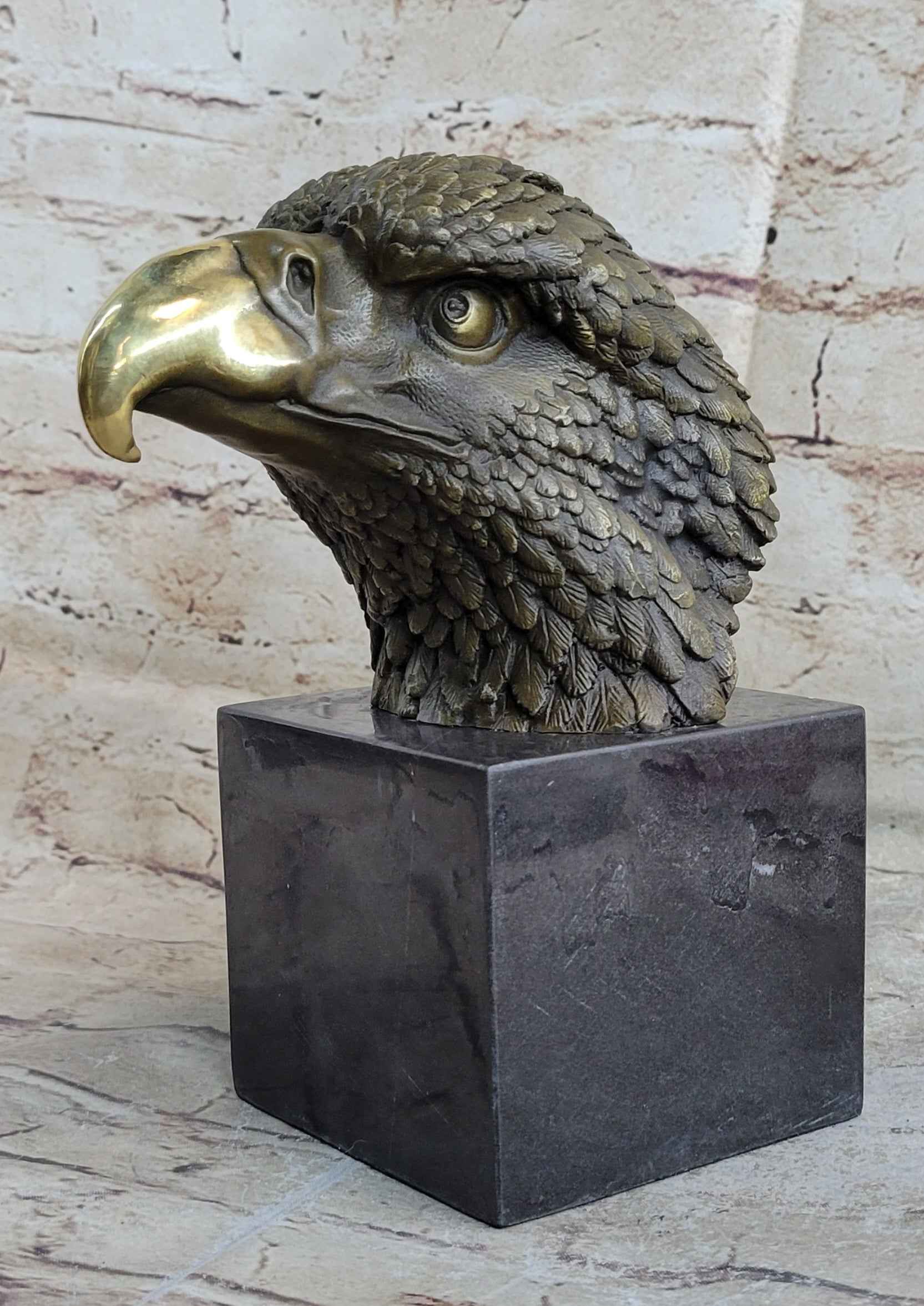 Bust American Bald Eagle Bronze Marble Sculpture Statue Figurine Art Deco Figure