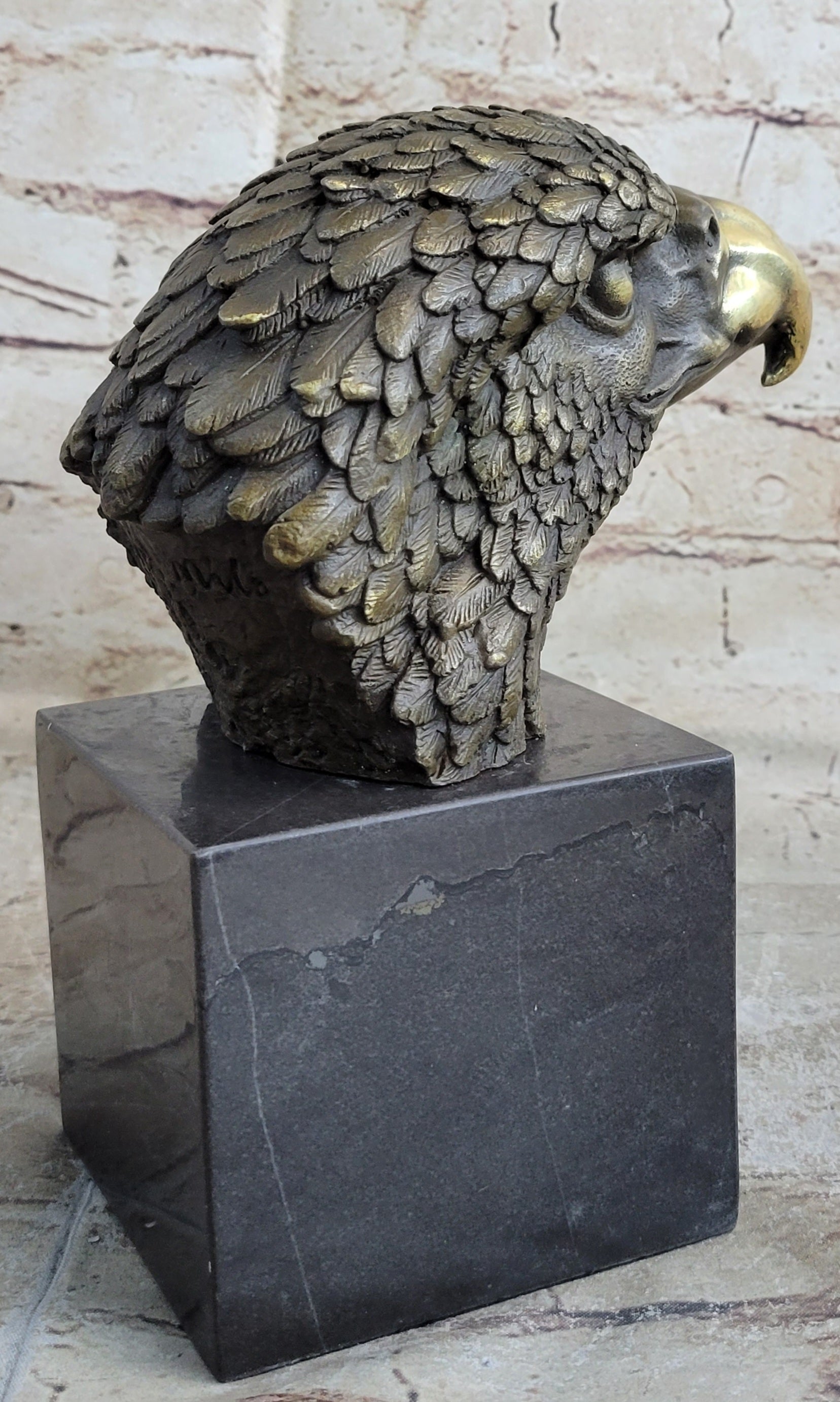 Bust American Bald Eagle Bronze Marble Sculpture Statue Figurine Art Deco Figure