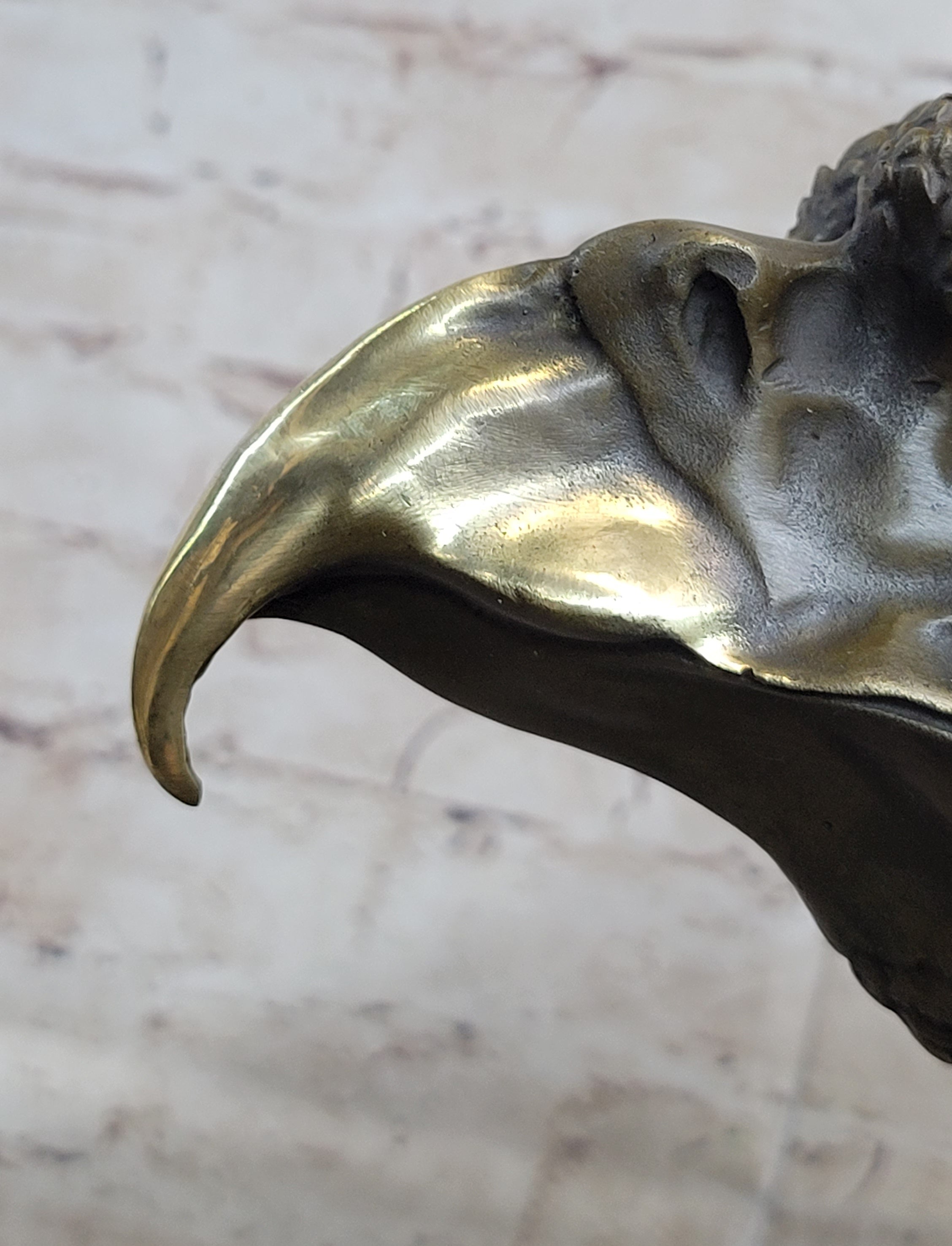 Signed Original Impressive Large Eagle Bird Wild Life Marble Base Figurine Decor