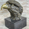 Hot Cast Bronze American Bald Eagle Head Bust Statue Sculpture on Marble Base