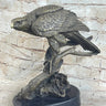 Signed Barye American Eagle On A Tree Branch Bronze Marble Figurine Art Figure