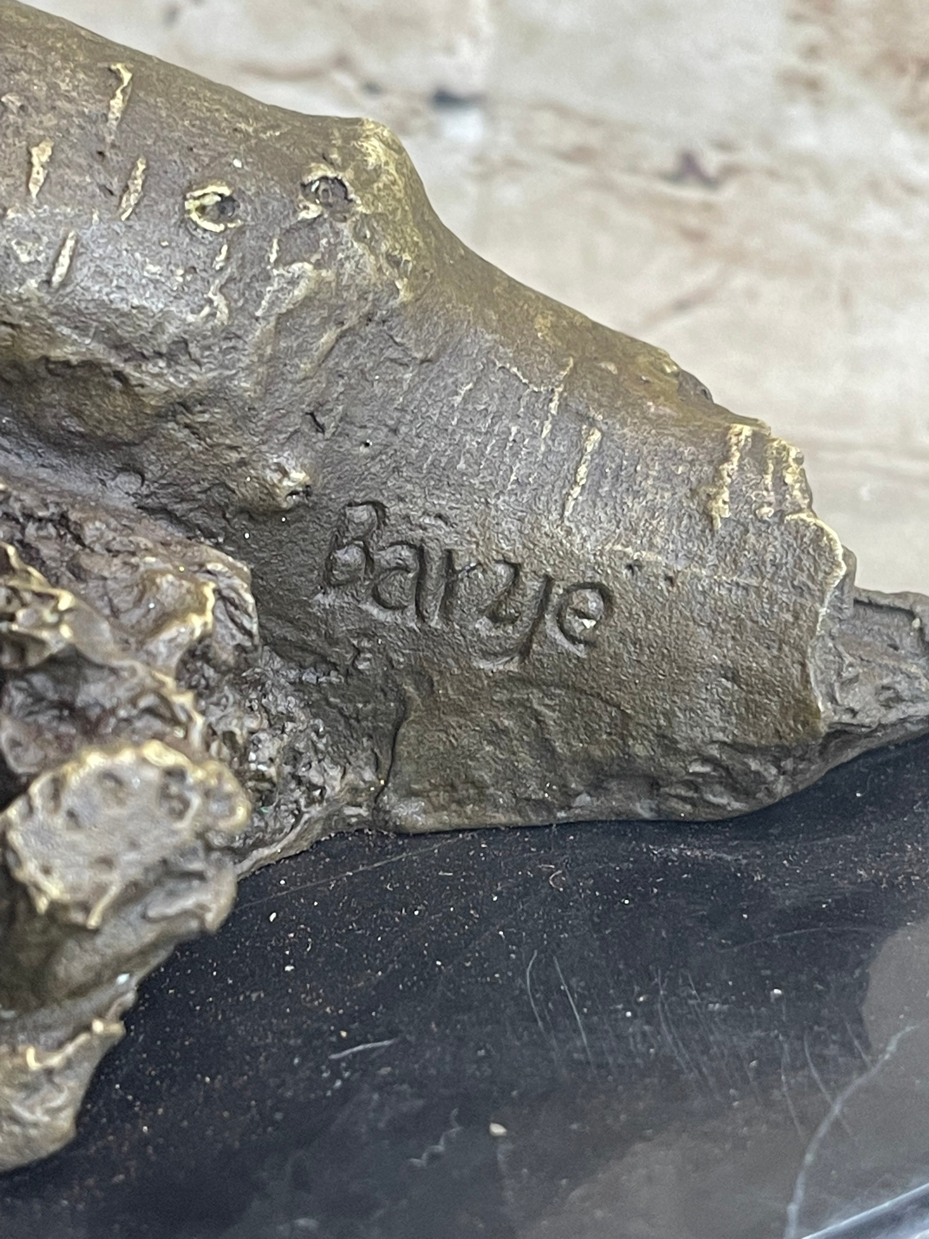 Signed Barye American Eagle On A Tree Branch Bronze Marble Figurine Art Figure