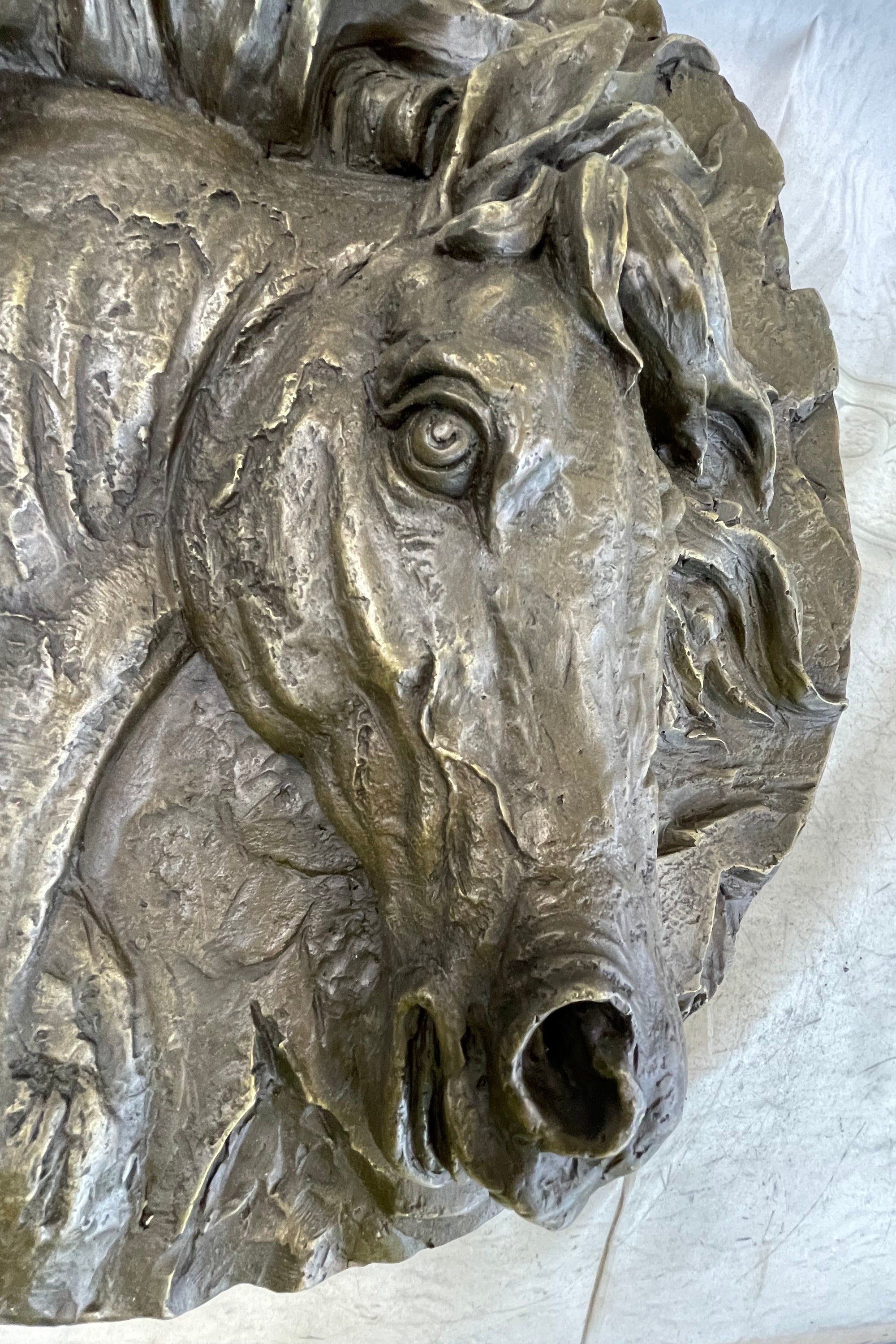 Horse Head Portrait Wall Art Hanging Bronze Sculpture Plaque 16" x 16"