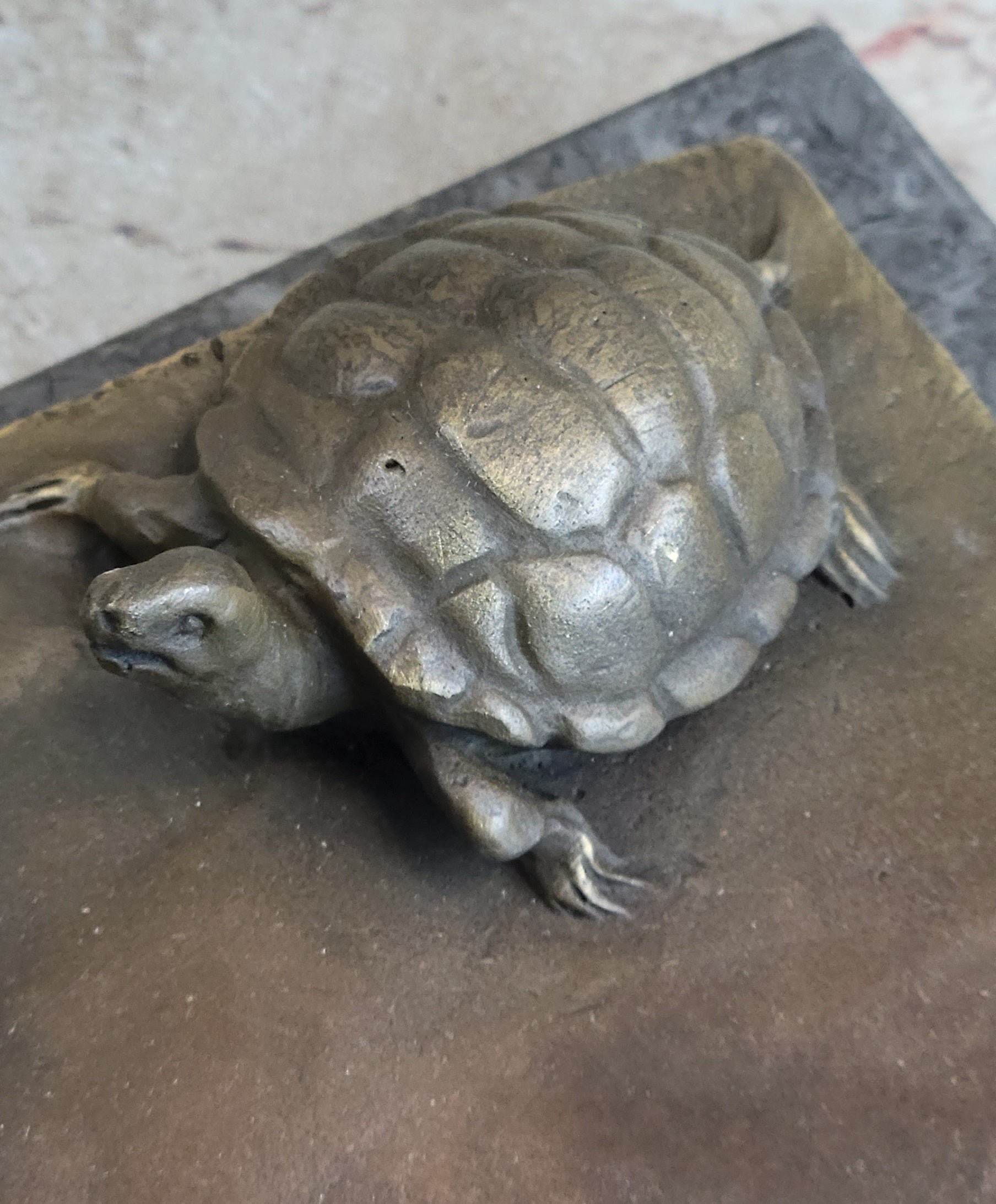 Handcrafted Signed Original Aldo Vitaleh Little Girl Playing With Turtle Bronze