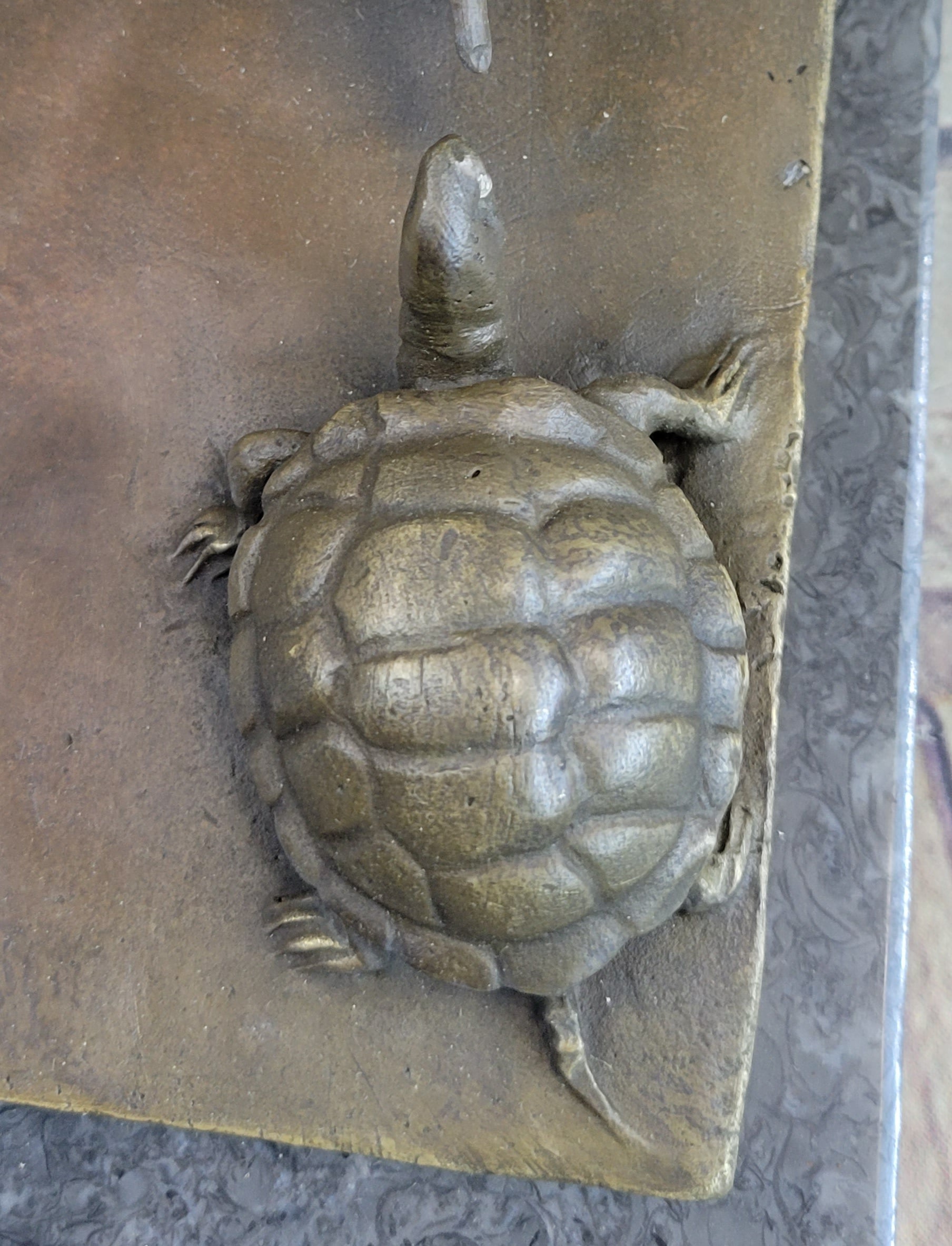 Handcrafted Signed Original Aldo Vitaleh Little Girl Playing With Turtle Bronze