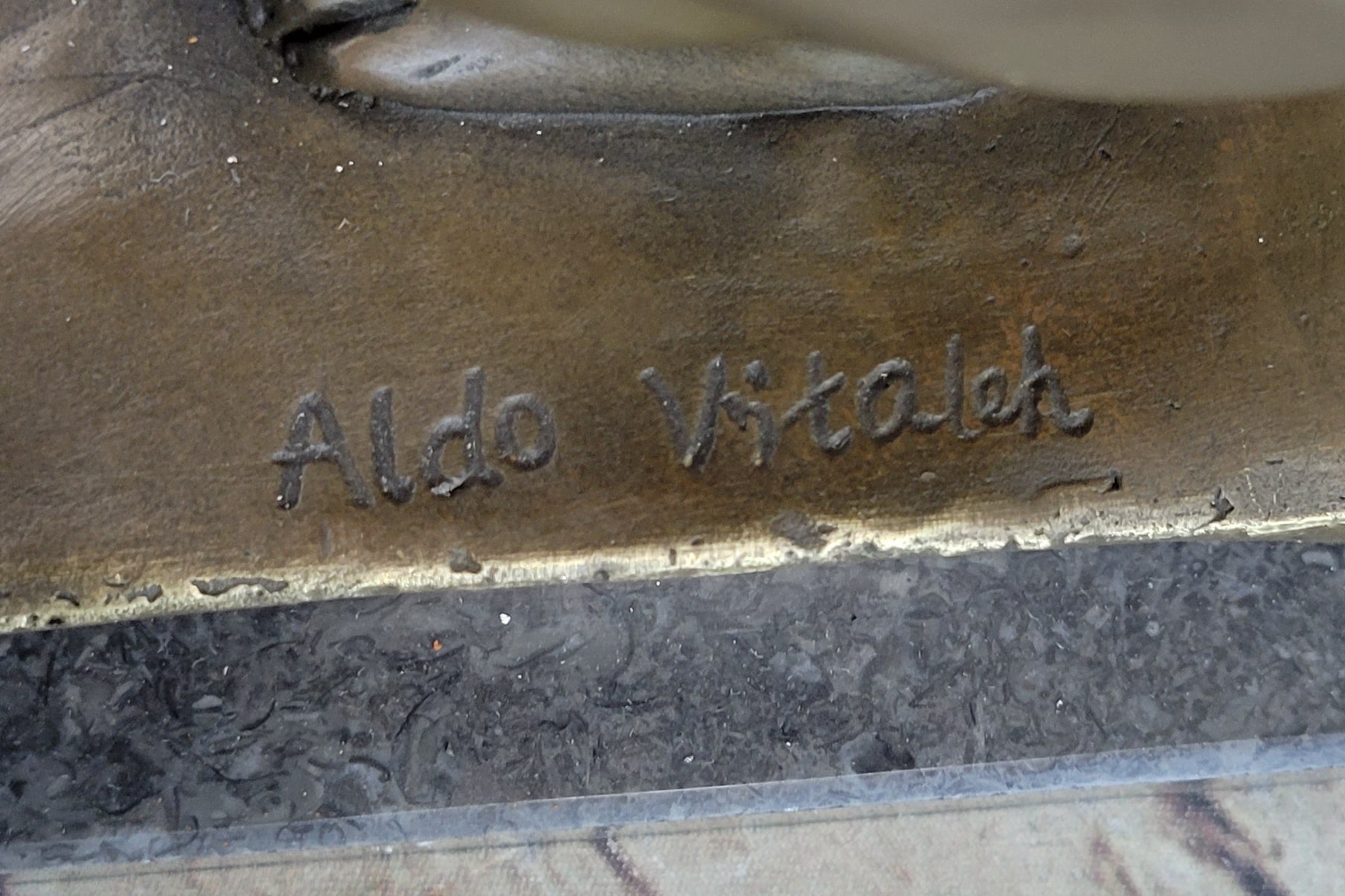 Handcrafted Signed Original Aldo Vitaleh Little Girl Playing With Turtle Bronze