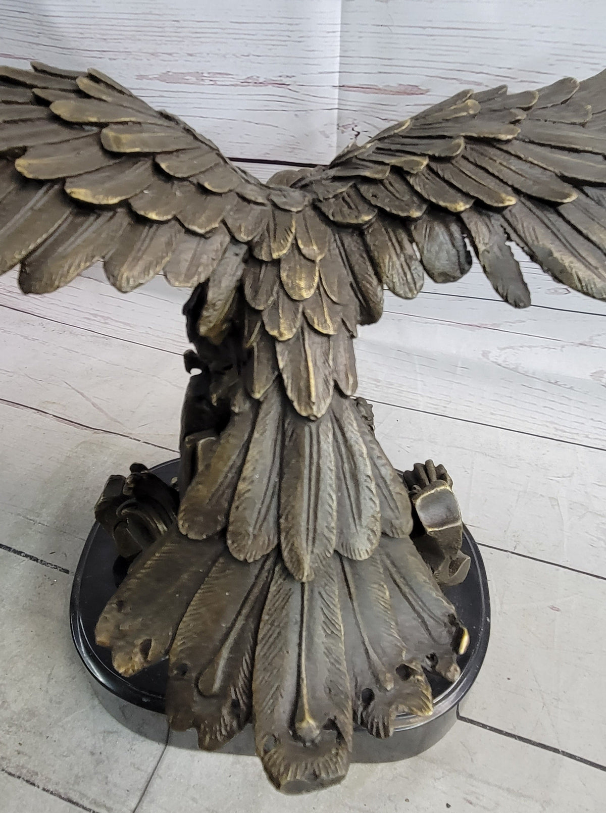 Eagle Landing on Waves Water Bronze Metal Statue Sculpture Figurine Decor Signed