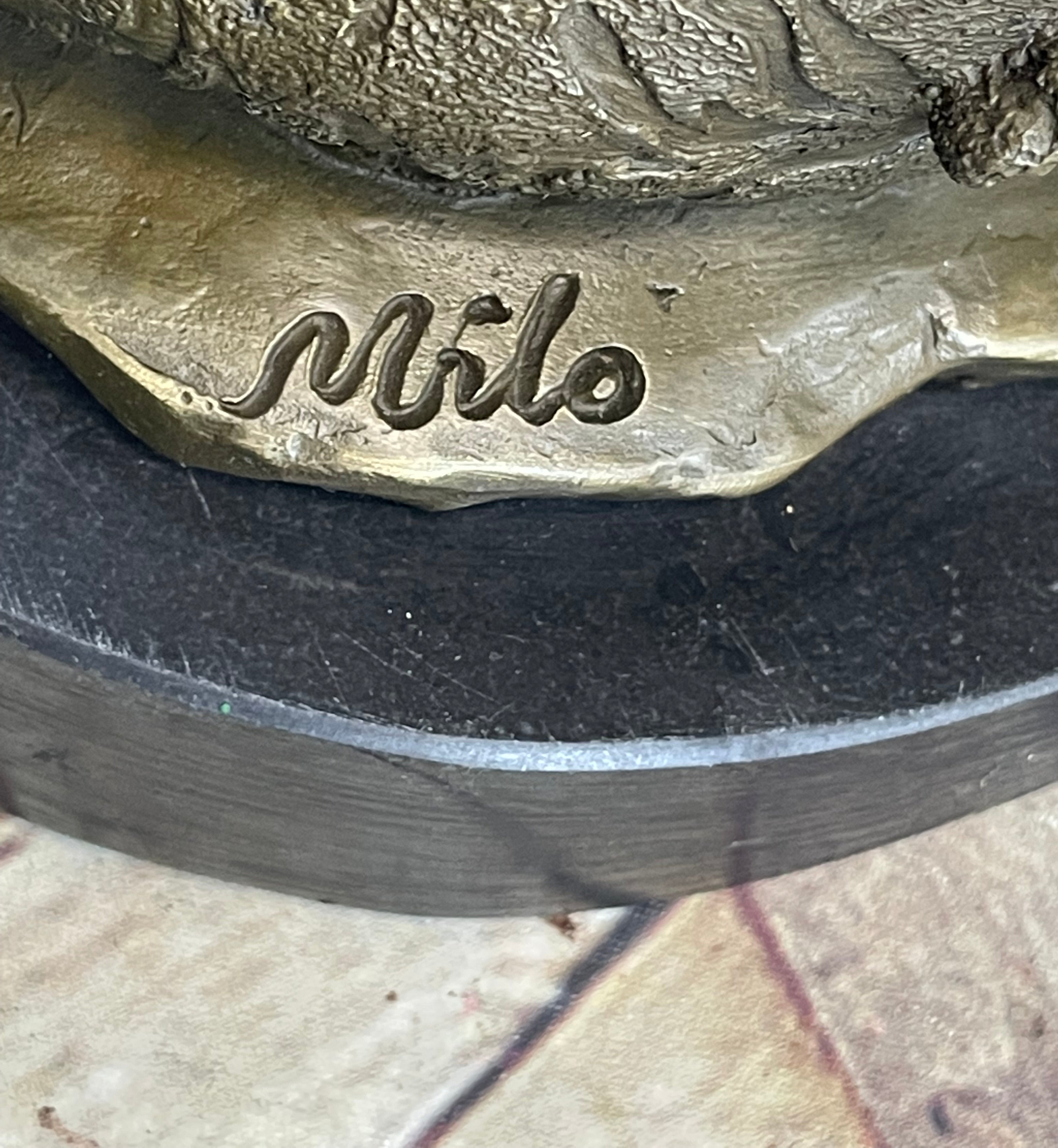 Tiger Family Mother & Cub Bronze Statue Sculpture Figure Marble Base Original Art 8" x 16"